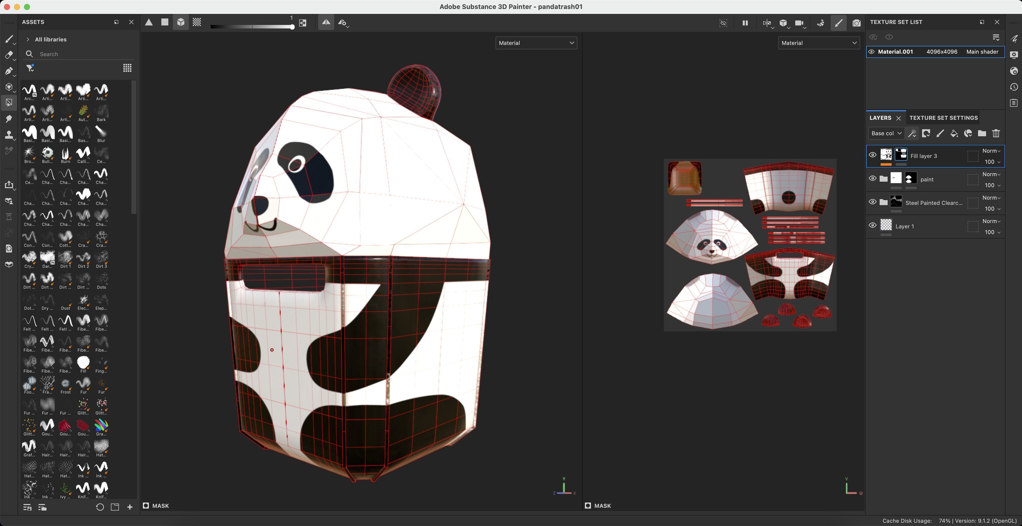 Panda Trash Can Low poly 3D model_23
