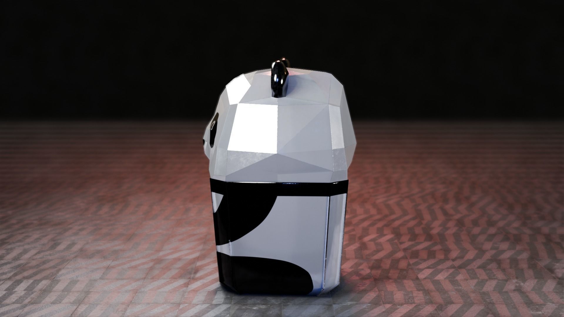 Panda Trash Can Low poly 3D model_10
