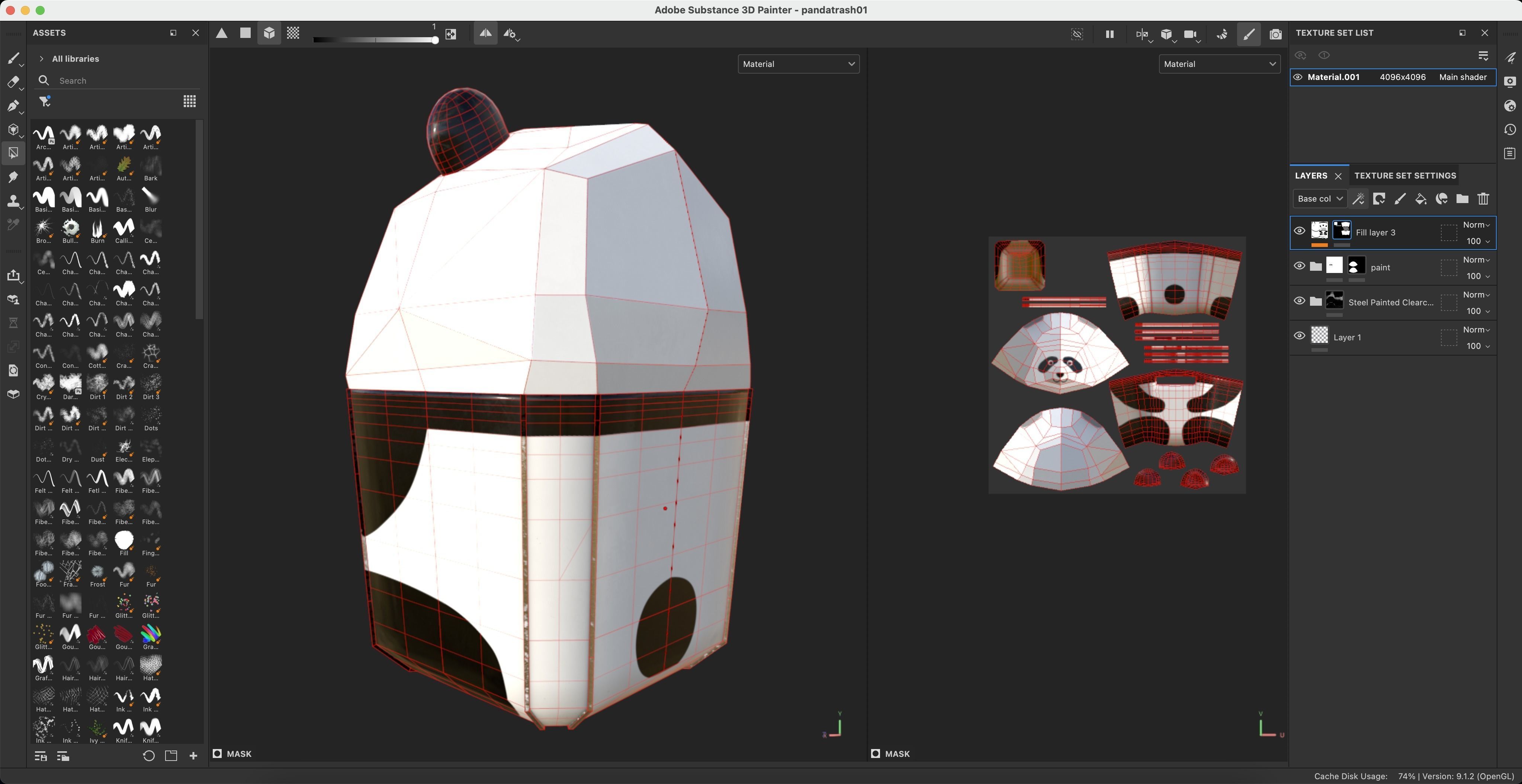 Panda Trash Can Low poly 3D model_24