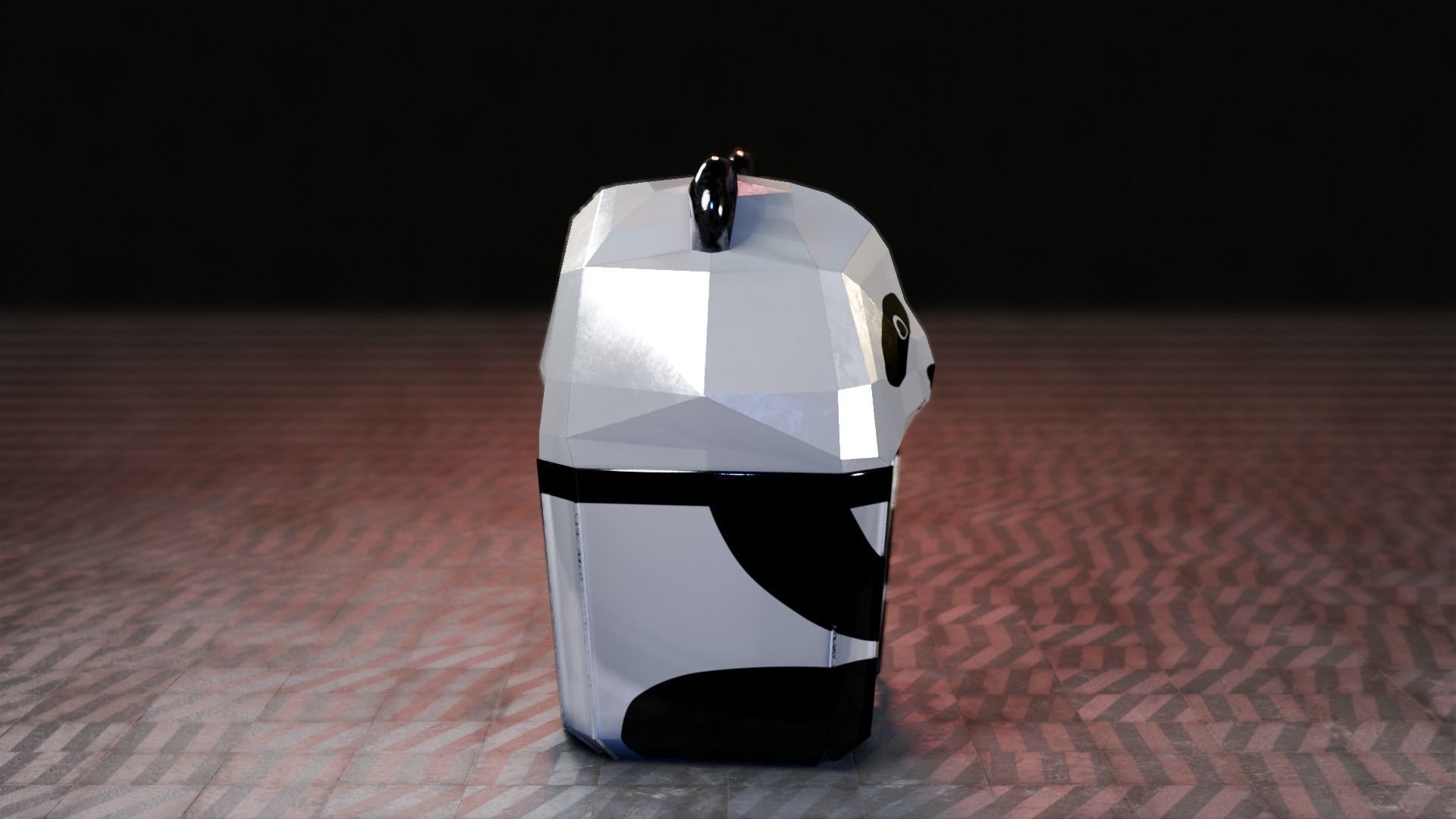 Panda Trash Can Low poly 3D model_6