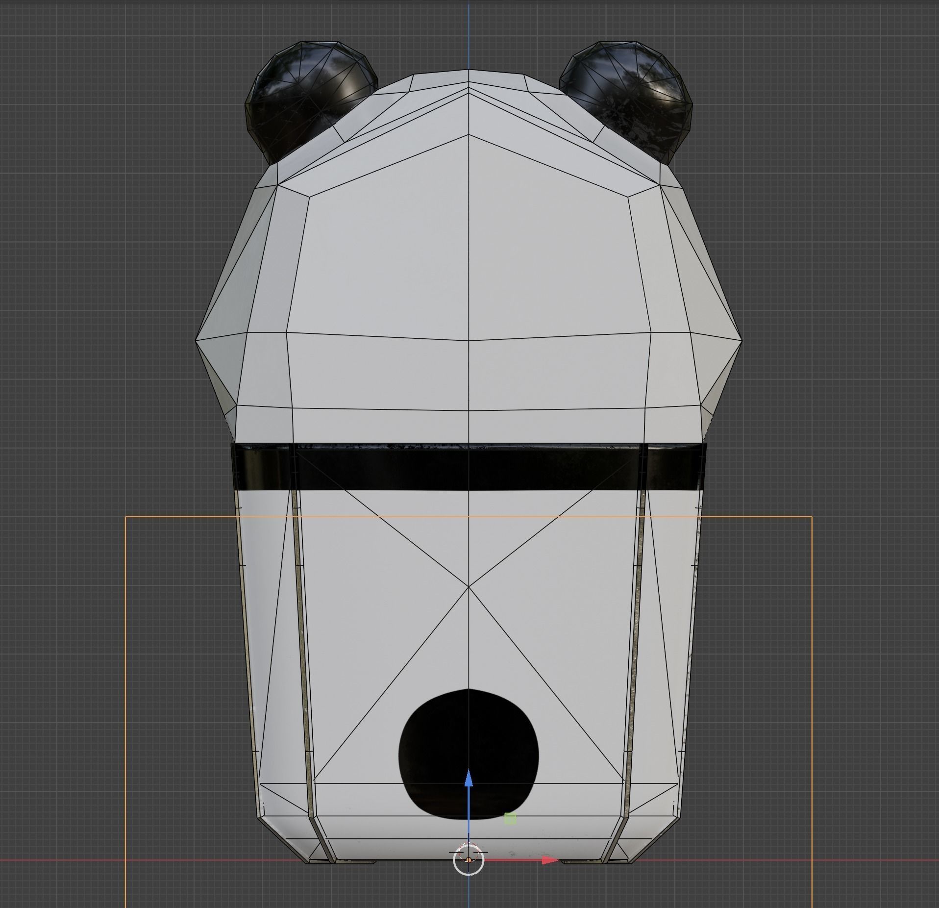 Panda Trash Can Low poly 3D model_16