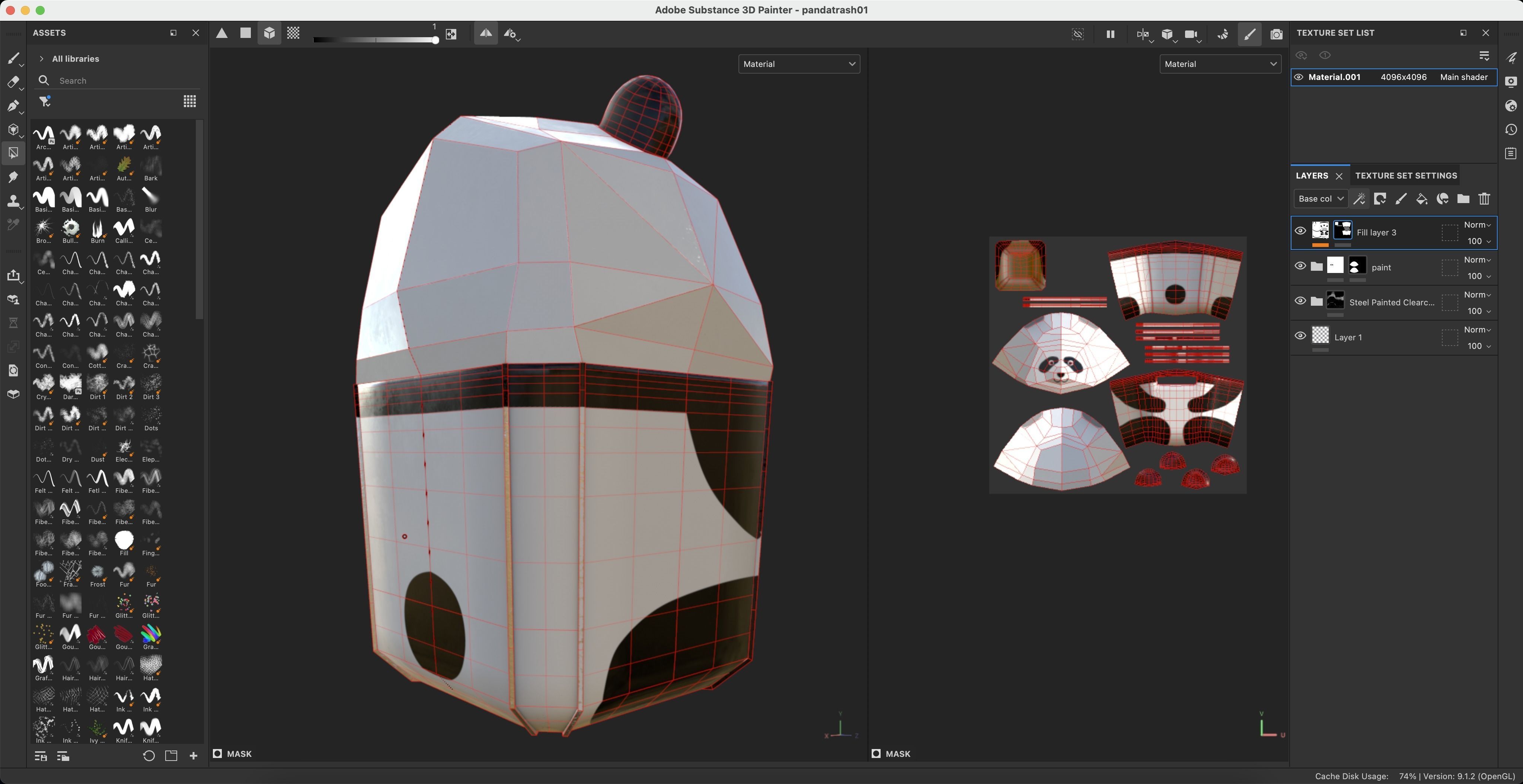 Panda Trash Can Low poly 3D model_25