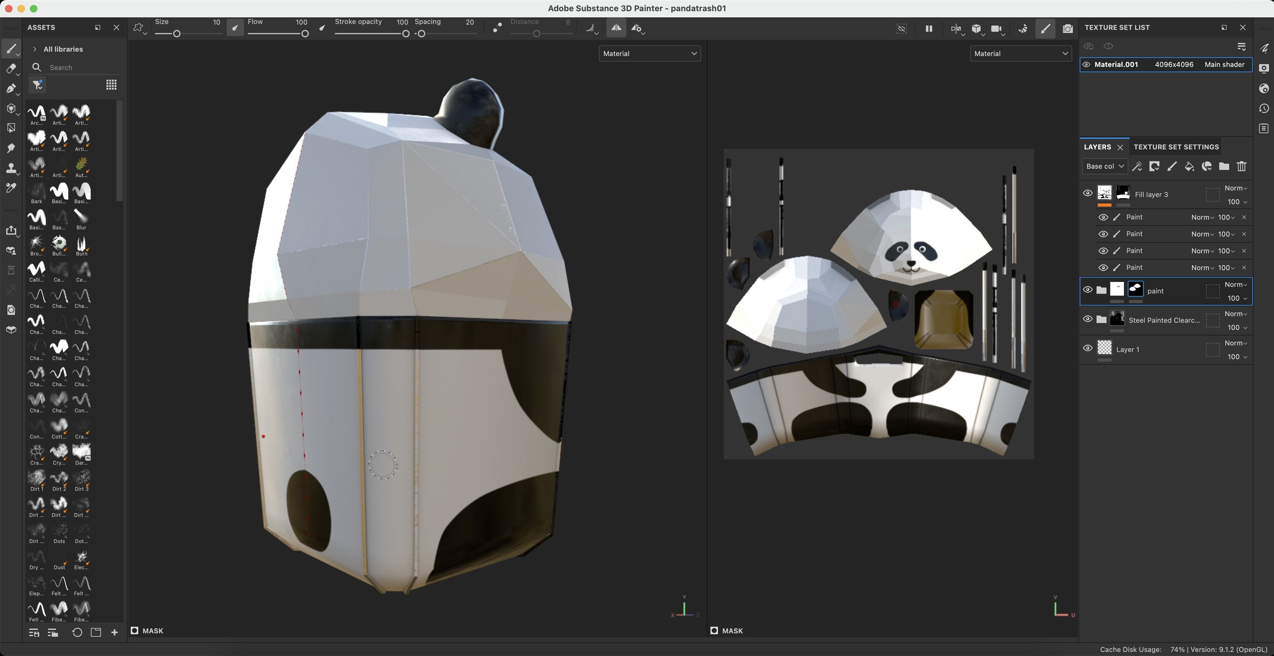 Panda Trash Can Low poly 3D model_29