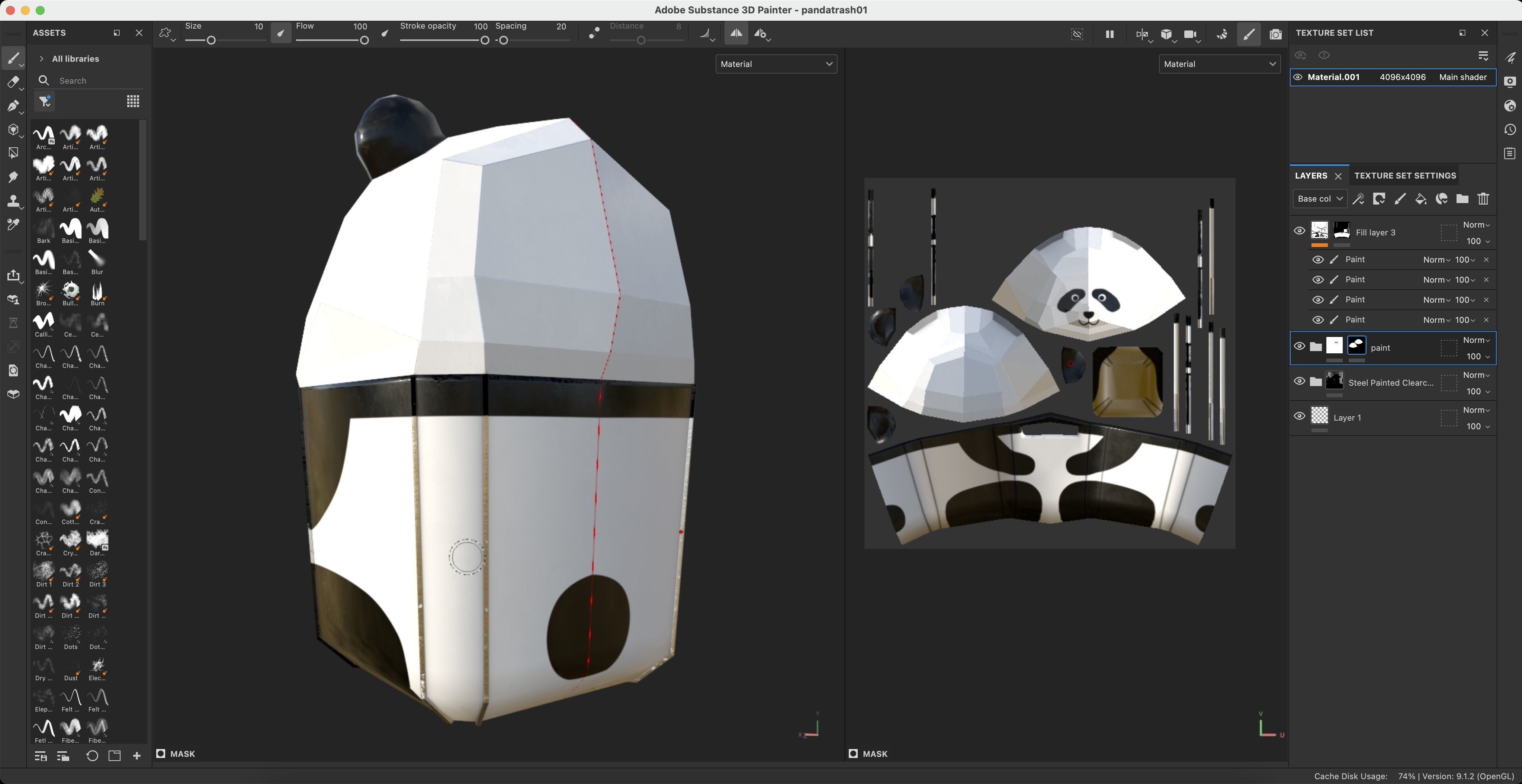 Panda Trash Can Low poly 3D model_28