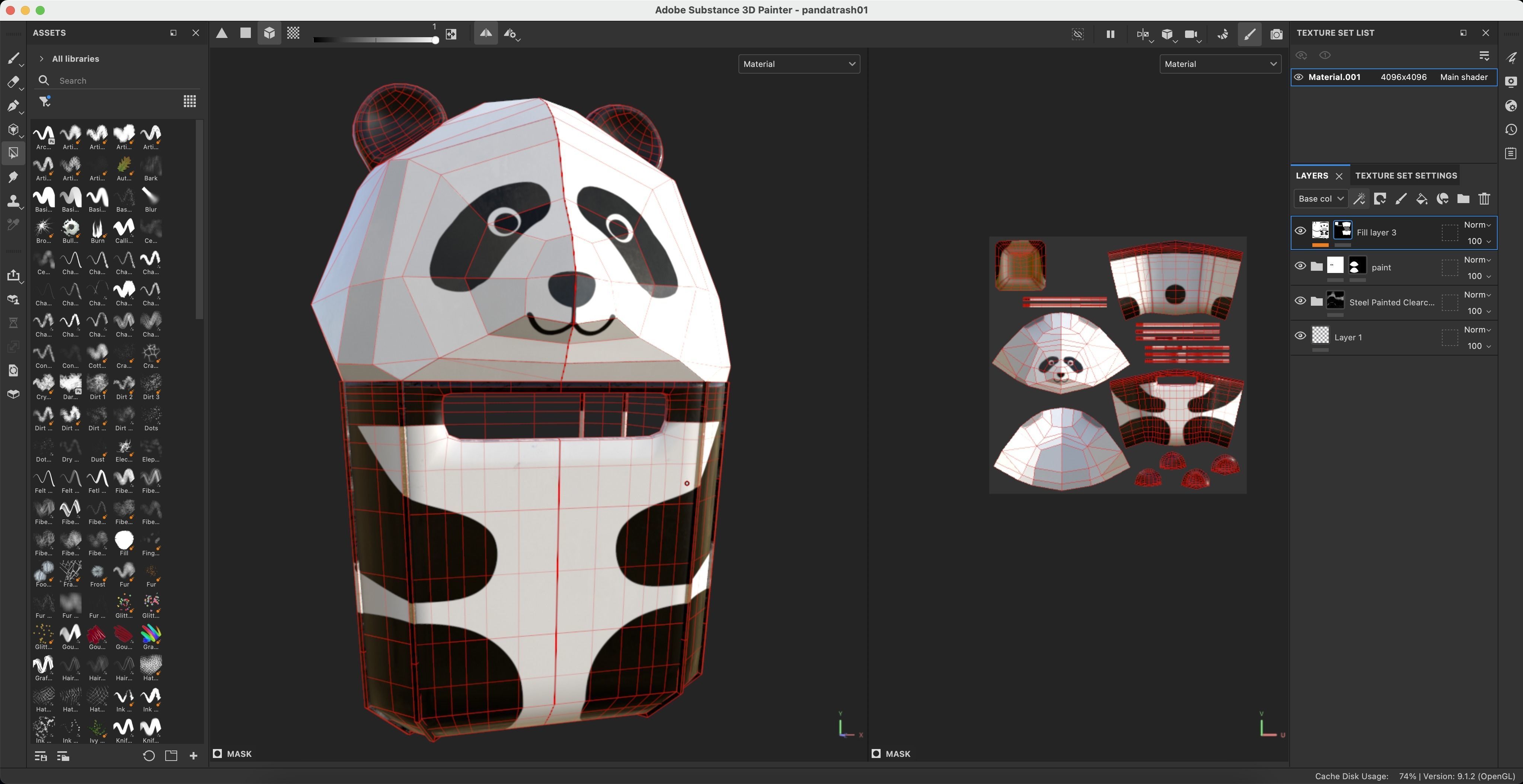 Panda Trash Can Low poly 3D model_22