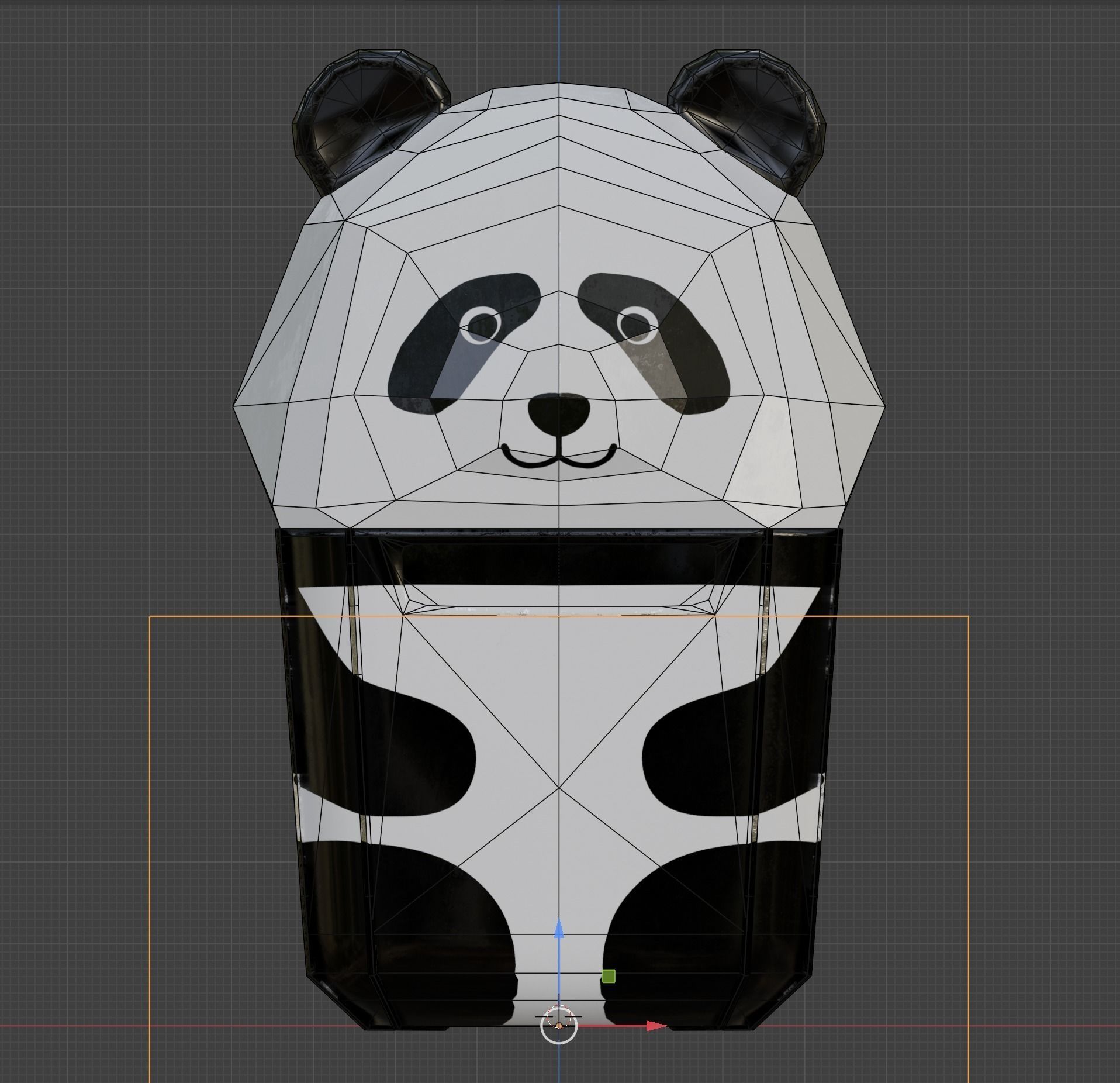 Panda Trash Can Low poly 3D model_20