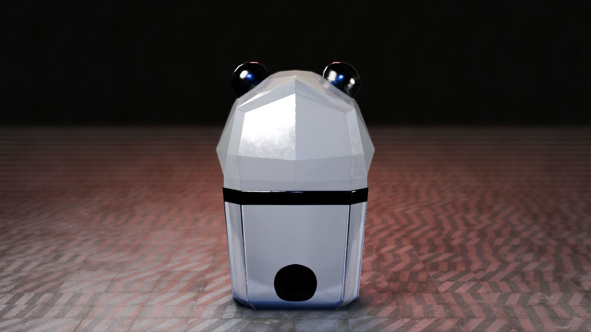 Panda Trash Can Low poly 3D model_9