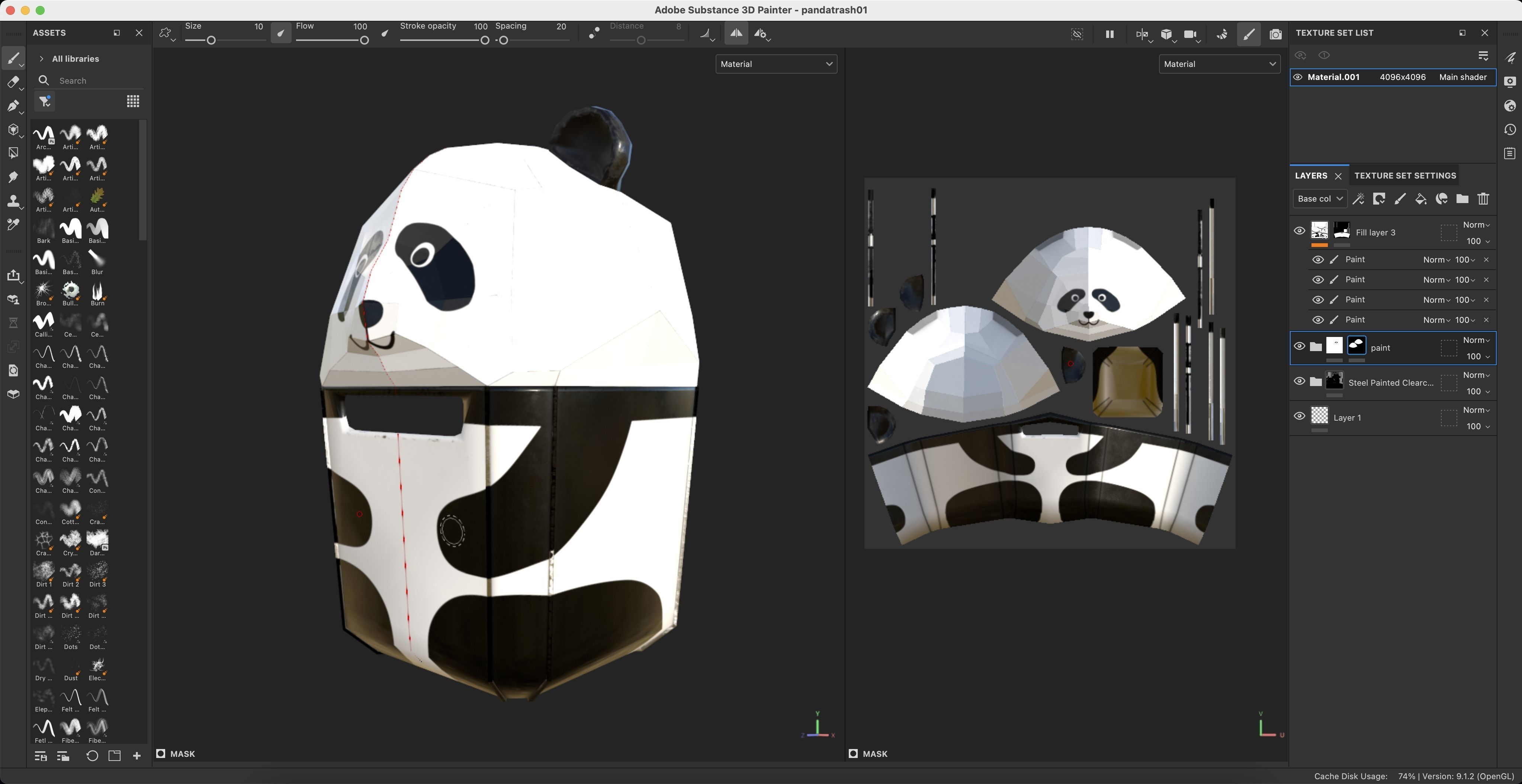 Panda Trash Can Low poly 3D model_27