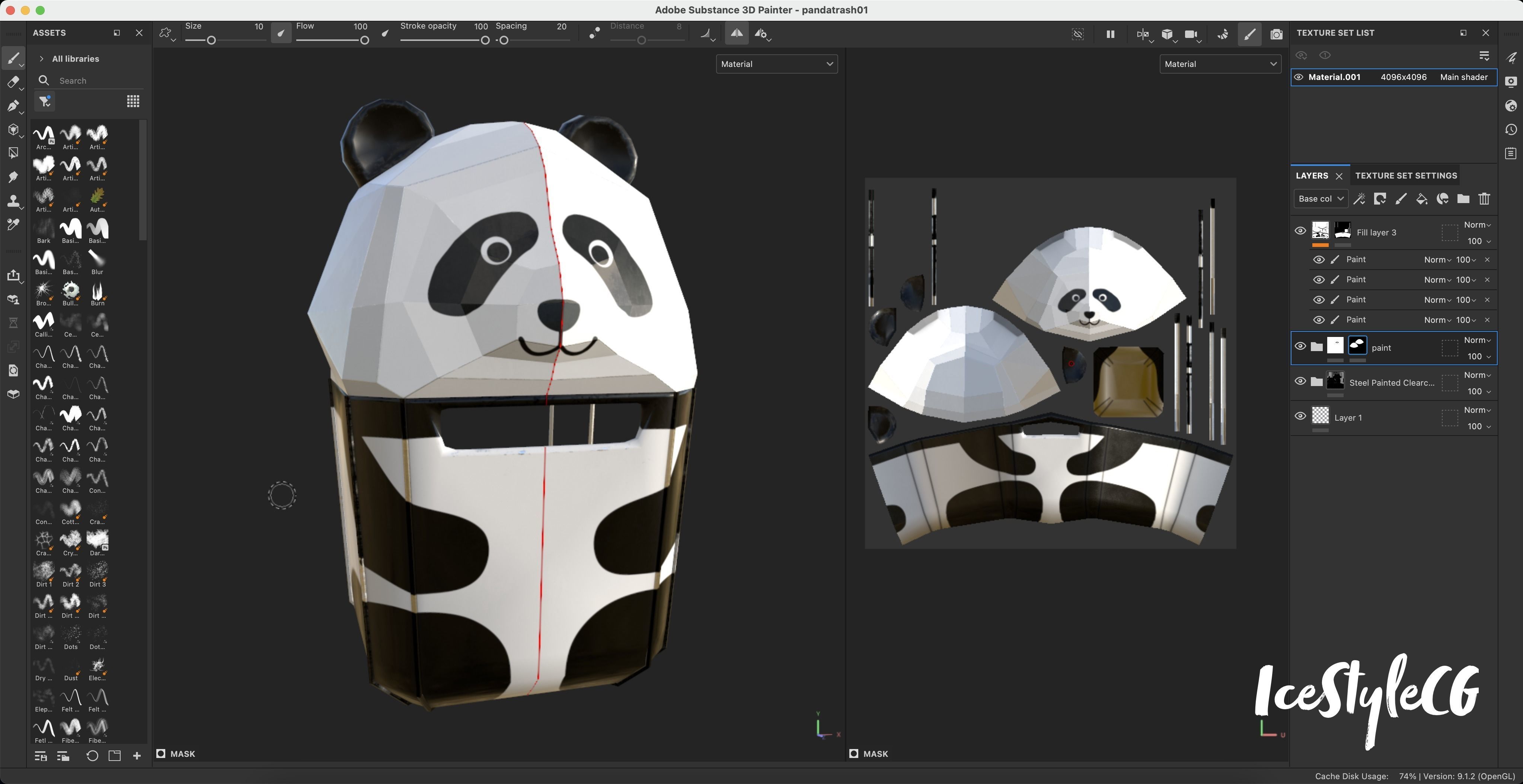 Panda Trash Can Low poly 3D model_26