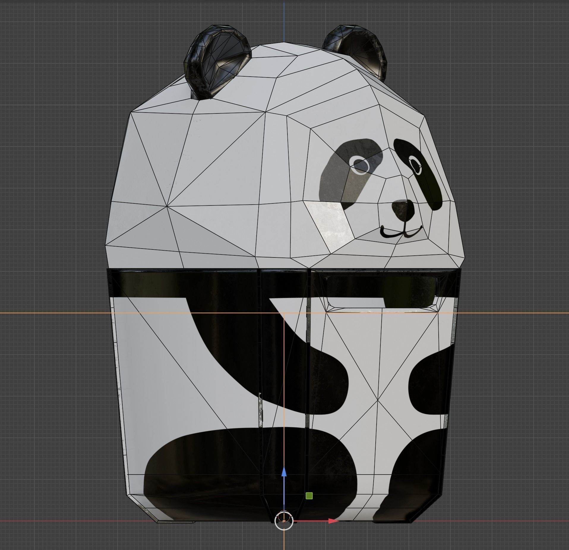Panda Trash Can Low poly 3D model_13