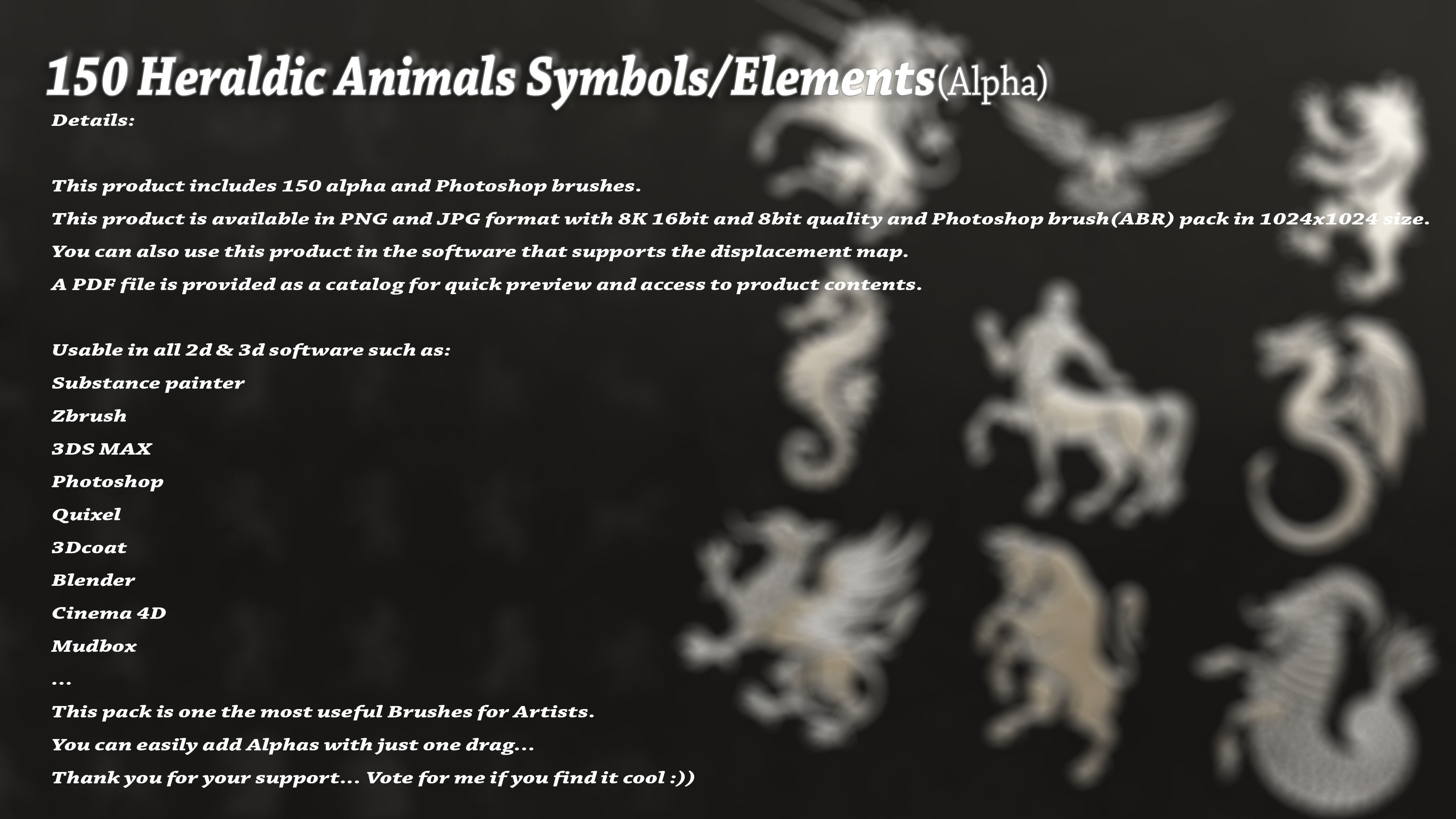 150 Heraldic Animals Symbols V4 3D model_1