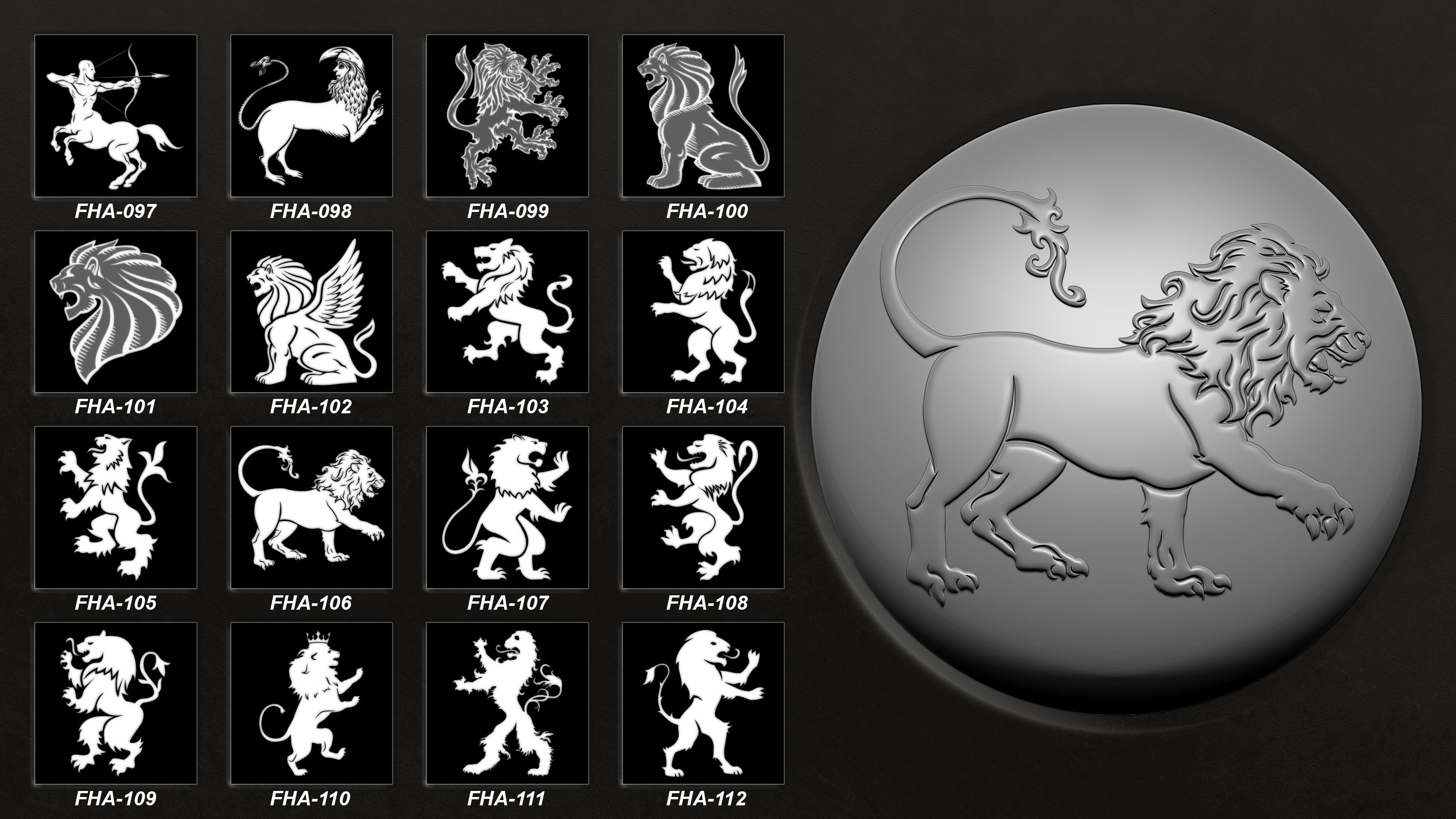 150 Heraldic Animals Symbols V4 3D model_8