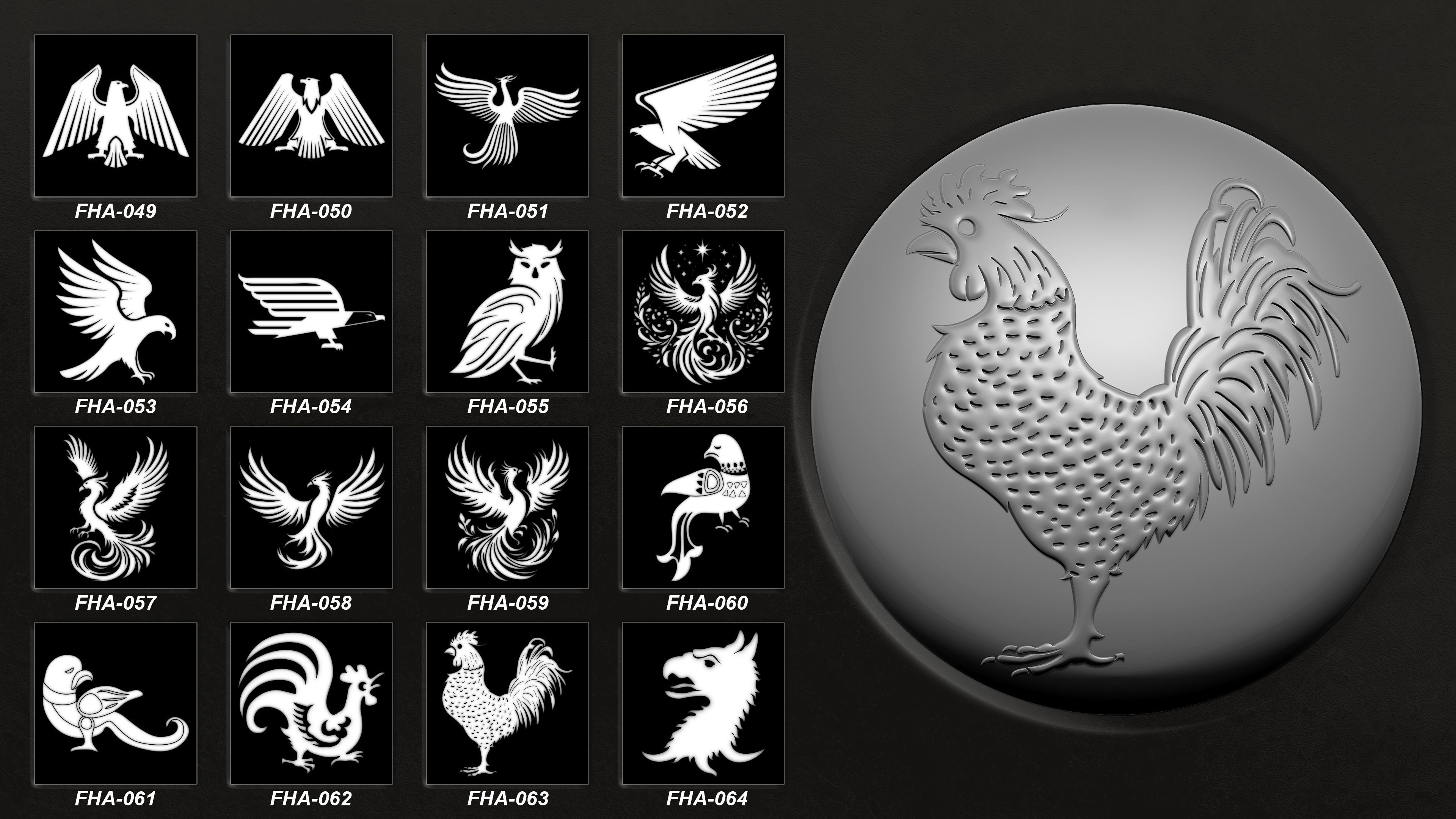 150 Heraldic Animals Symbols V4 3D model_5
