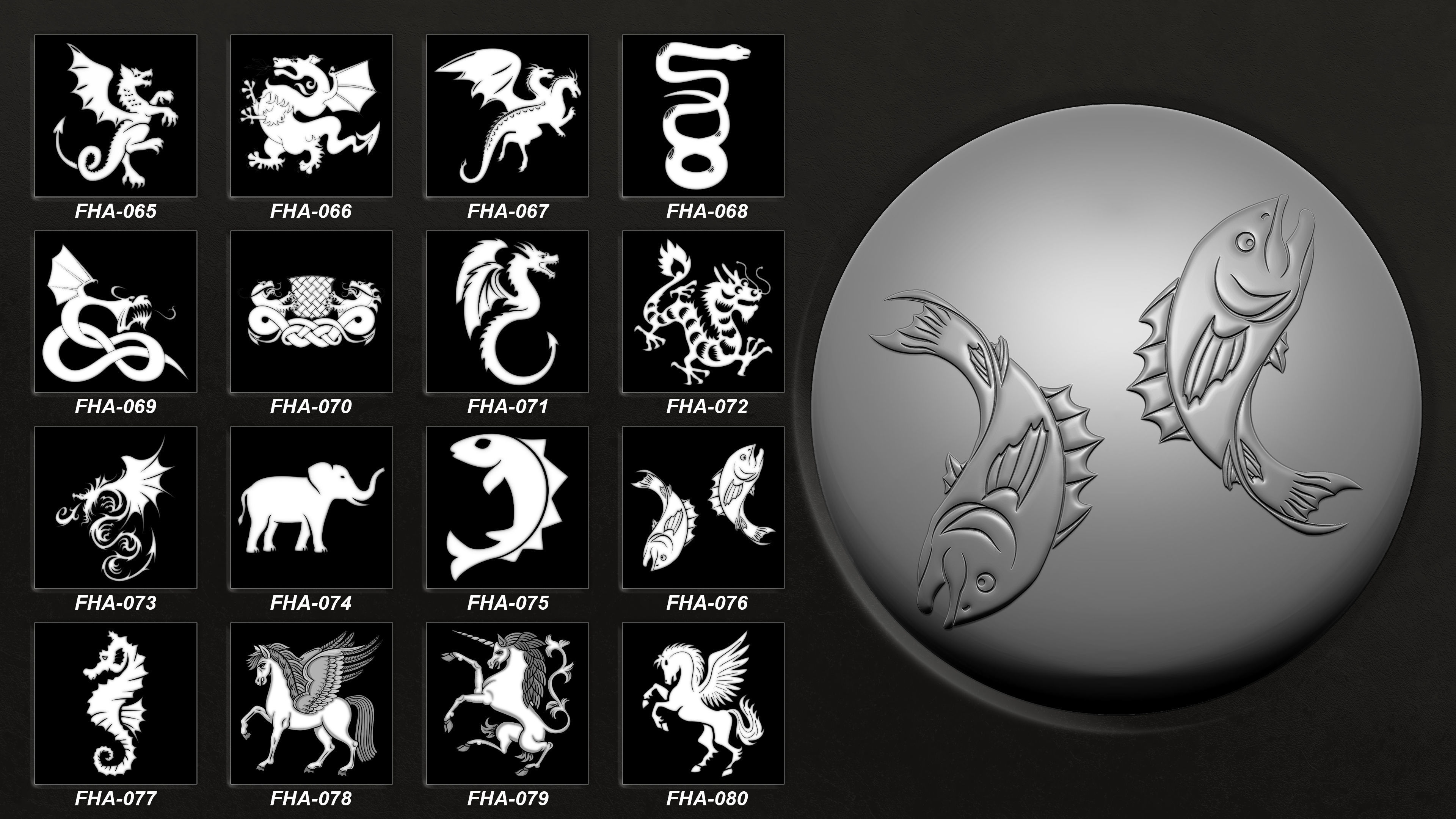 150 Heraldic Animals Symbols V4 3D model_6