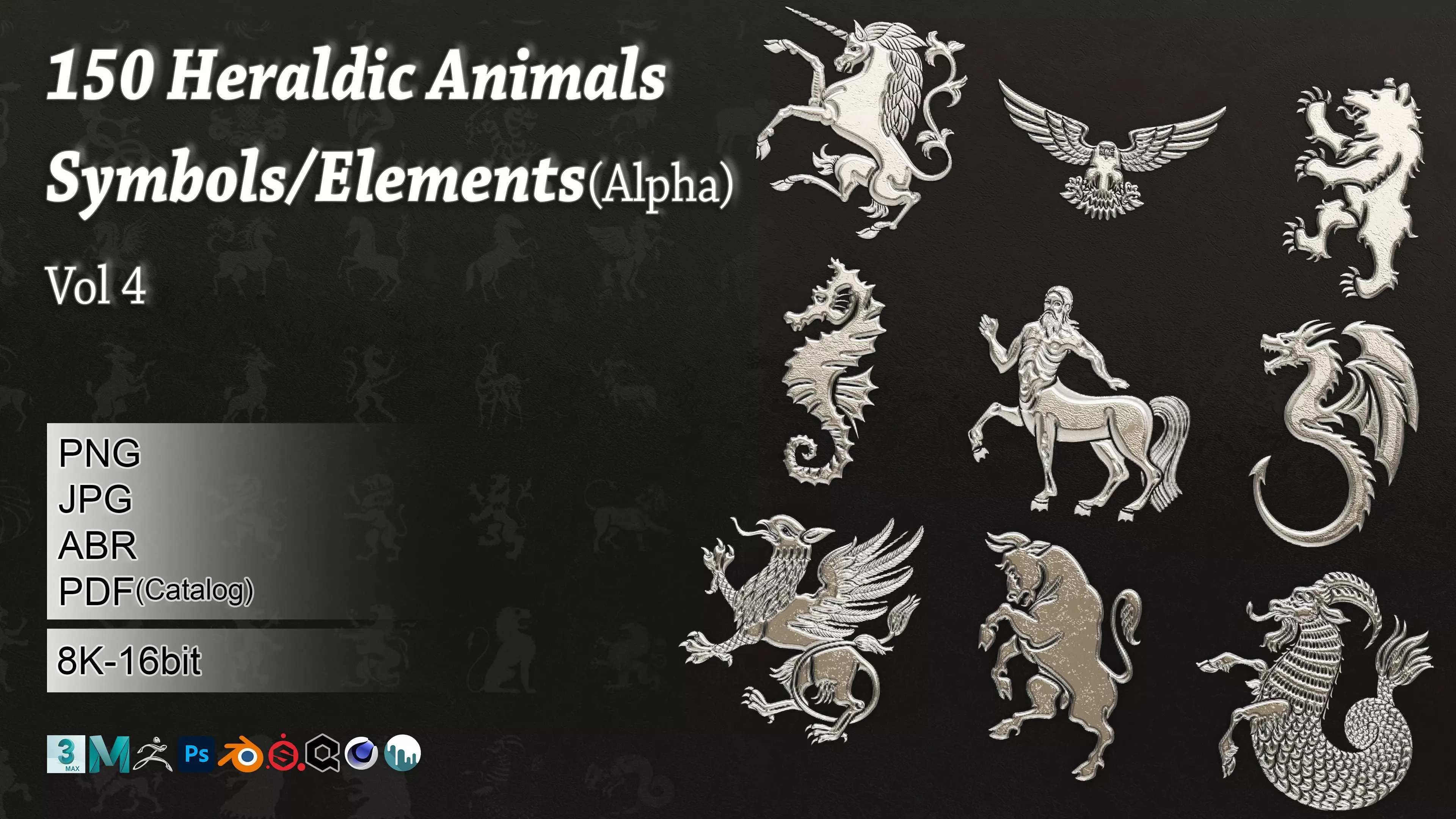 150 Heraldic Animals Symbols V4 3D model_0