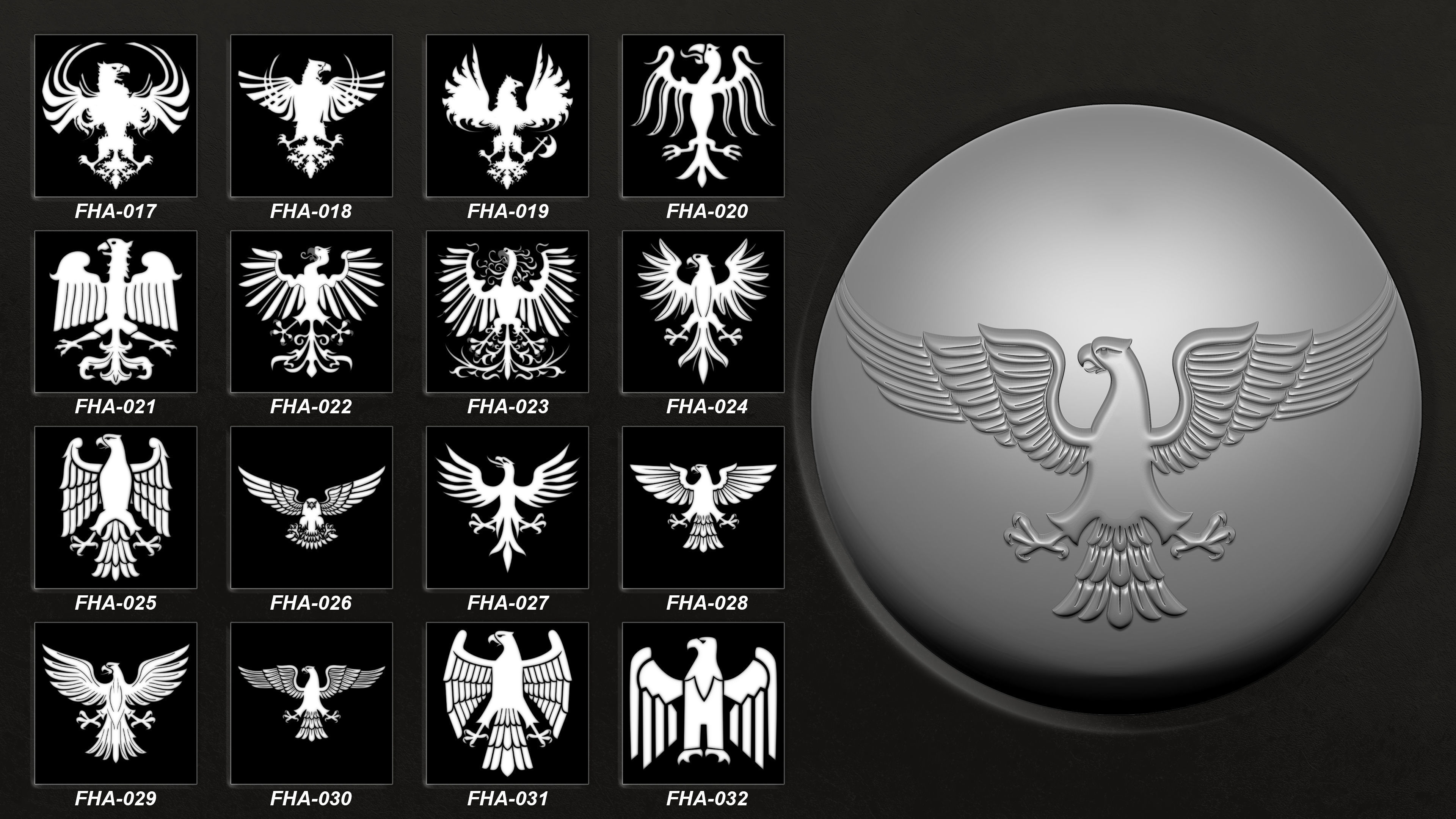 150 Heraldic Animals Symbols V4 3D model_3