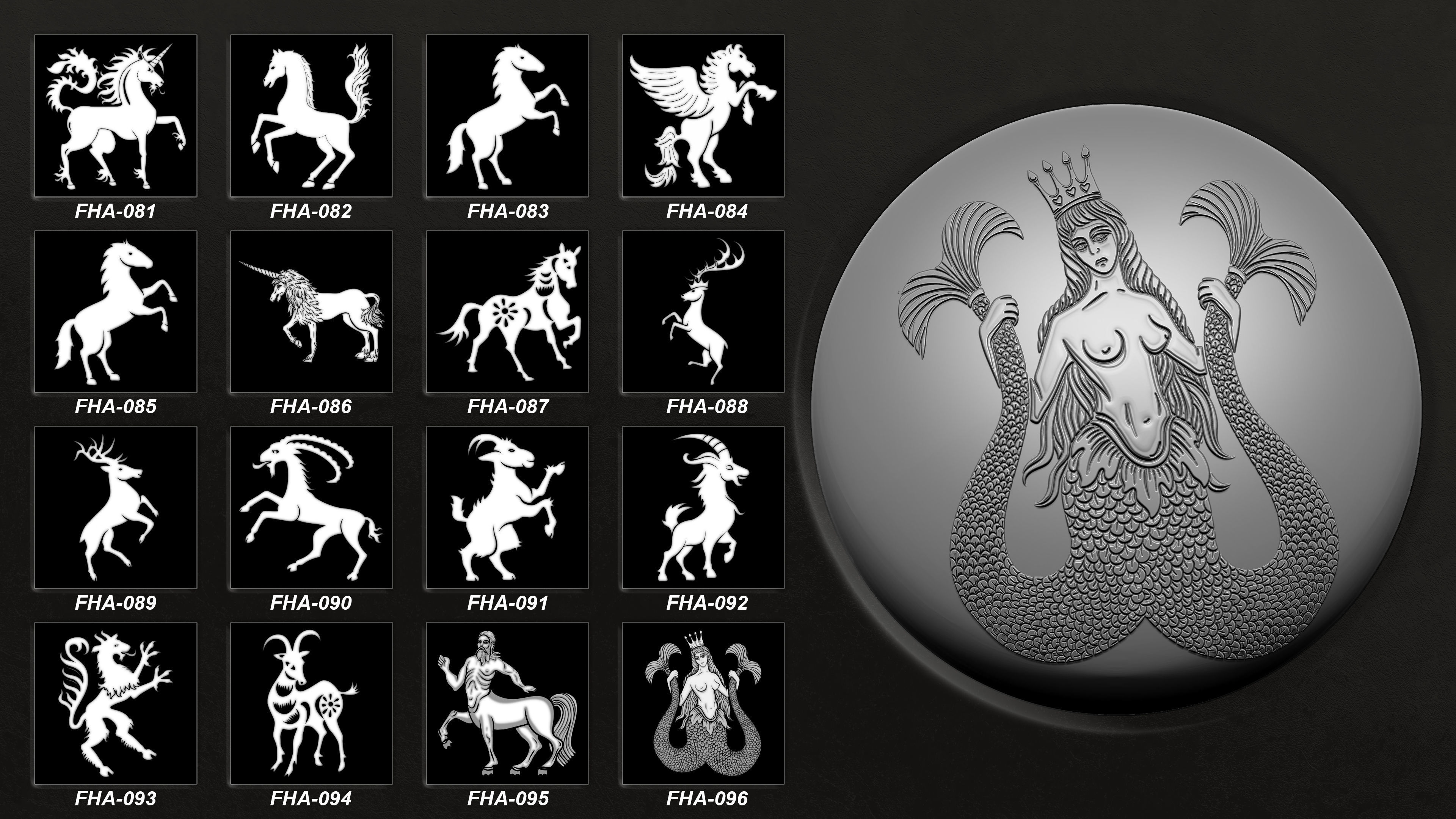 150 Heraldic Animals Symbols V4 3D model_7