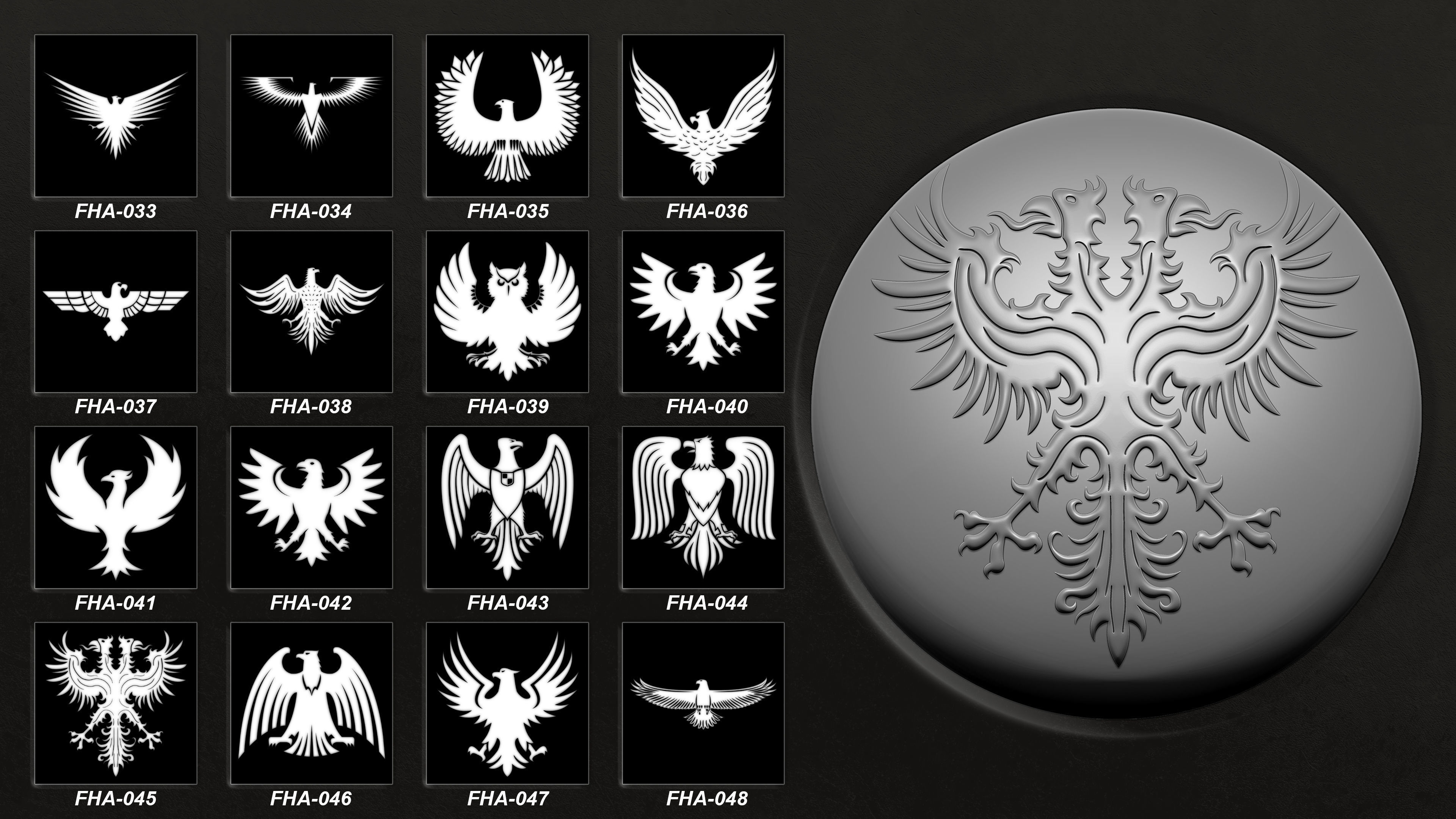 150 Heraldic Animals Symbols V4 3D model_4