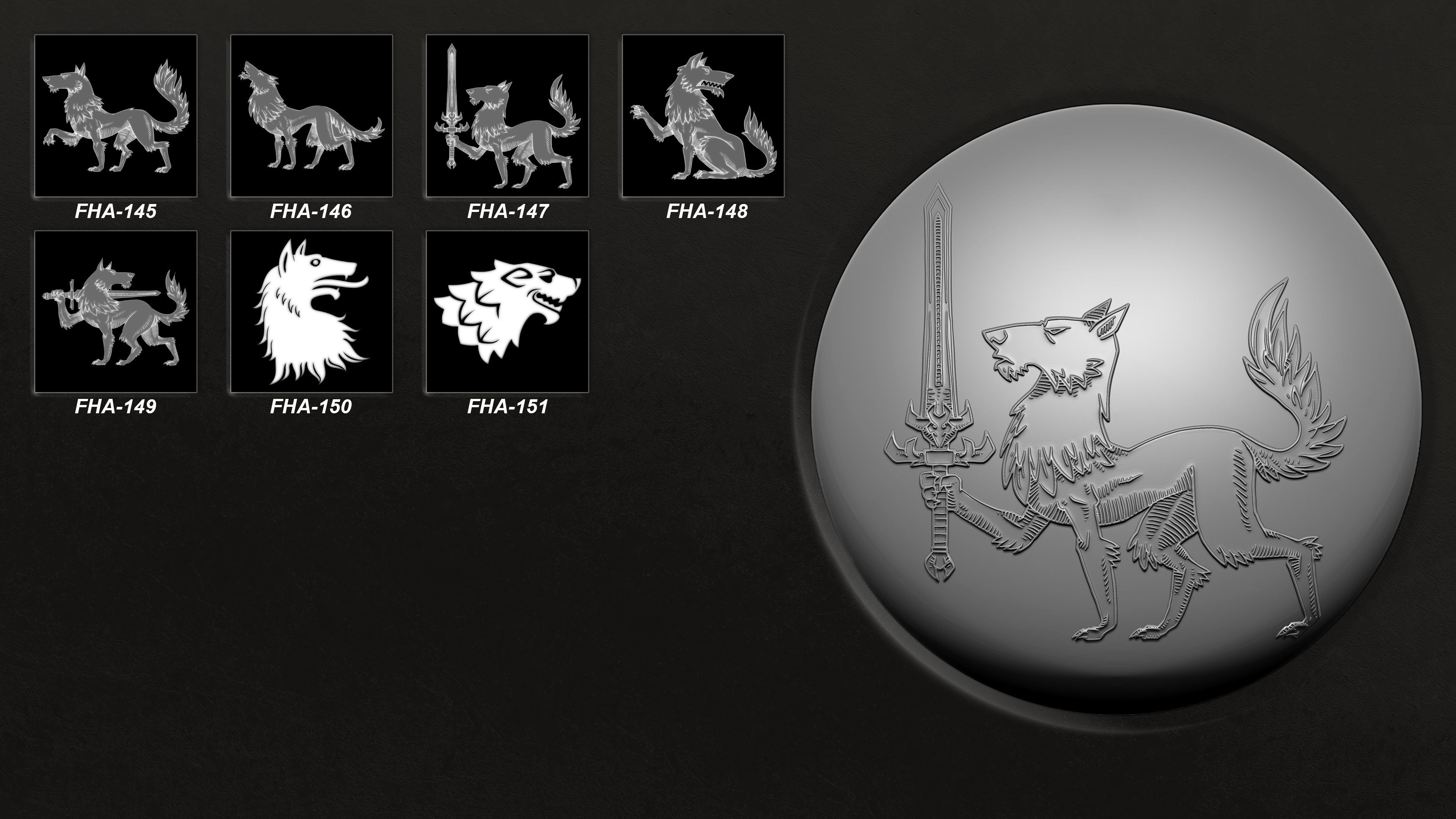 150 Heraldic Animals Symbols V4 3D model_11