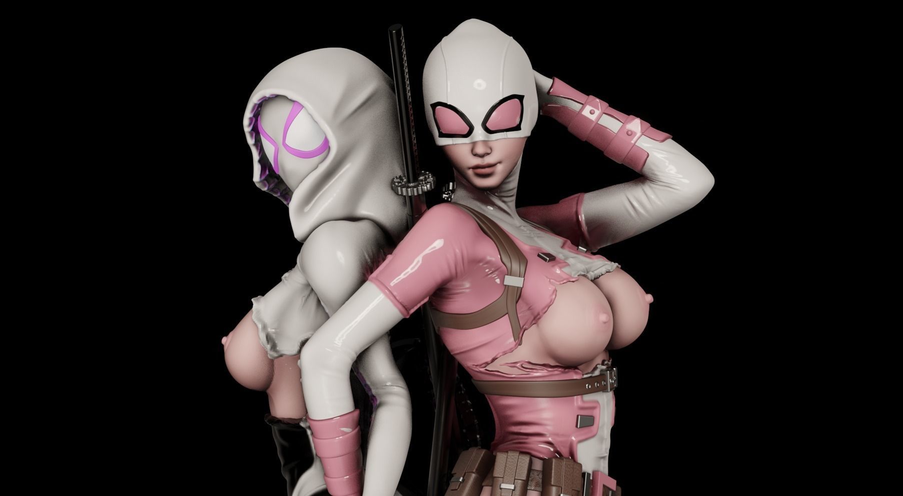 SpiderGwen X GwenPool - 1TO10 STL FILE 3D PRINT MODEL 3D print model_13