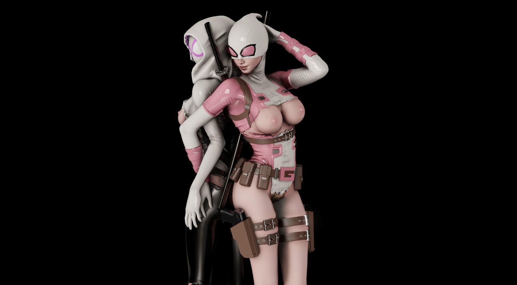 SpiderGwen X GwenPool - 1TO10 STL FILE 3D PRINT MODEL 3D print model_9