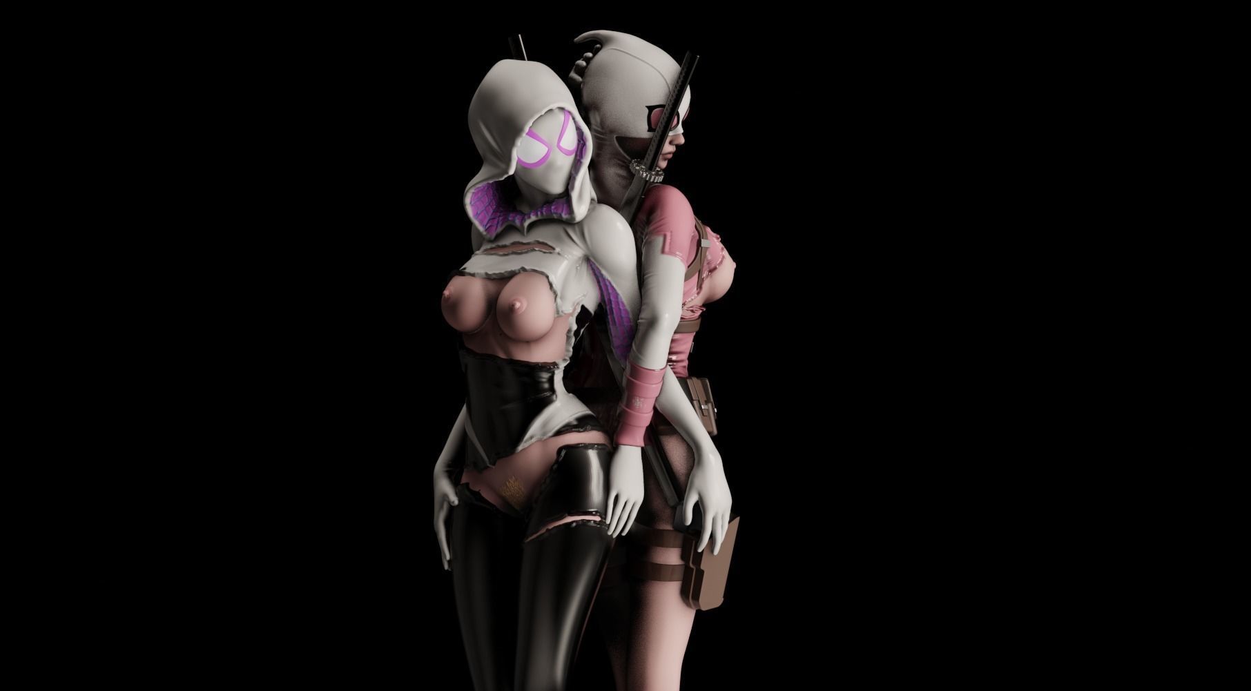 SpiderGwen X GwenPool - 1TO10 STL FILE 3D PRINT MODEL 3D print model_10