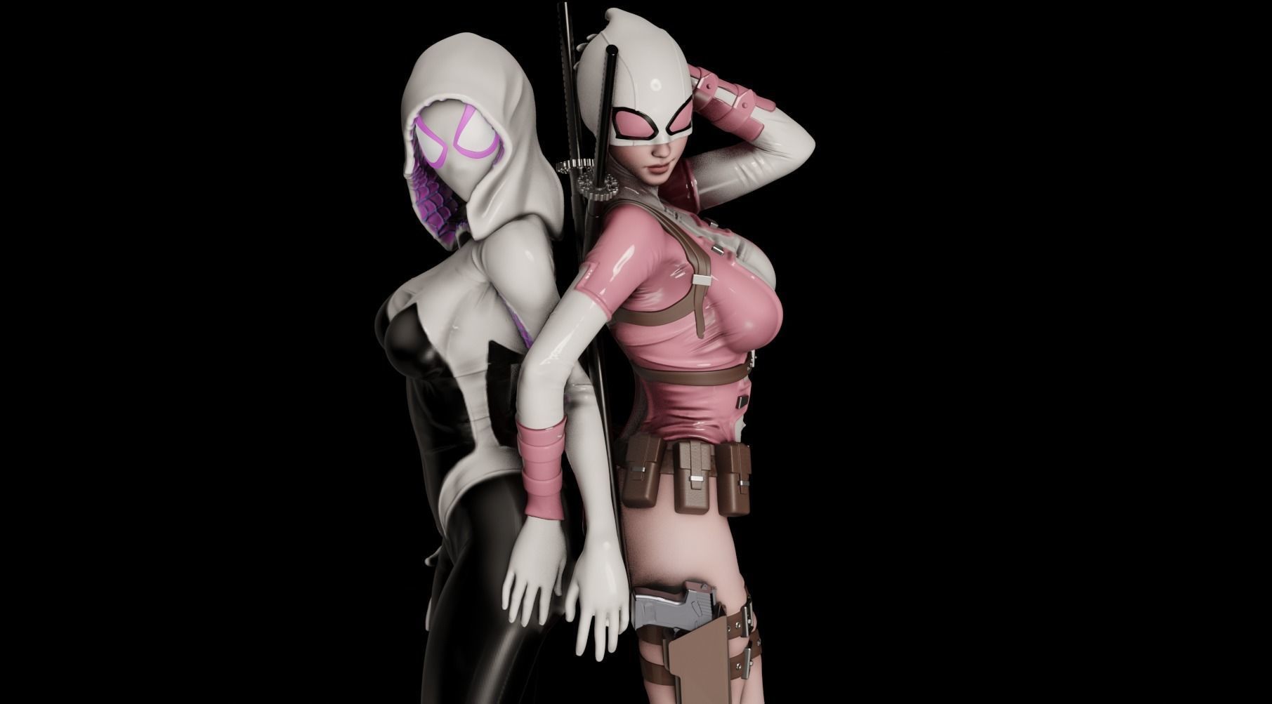 SpiderGwen X GwenPool - 1TO10 STL FILE 3D PRINT MODEL 3D print model_6