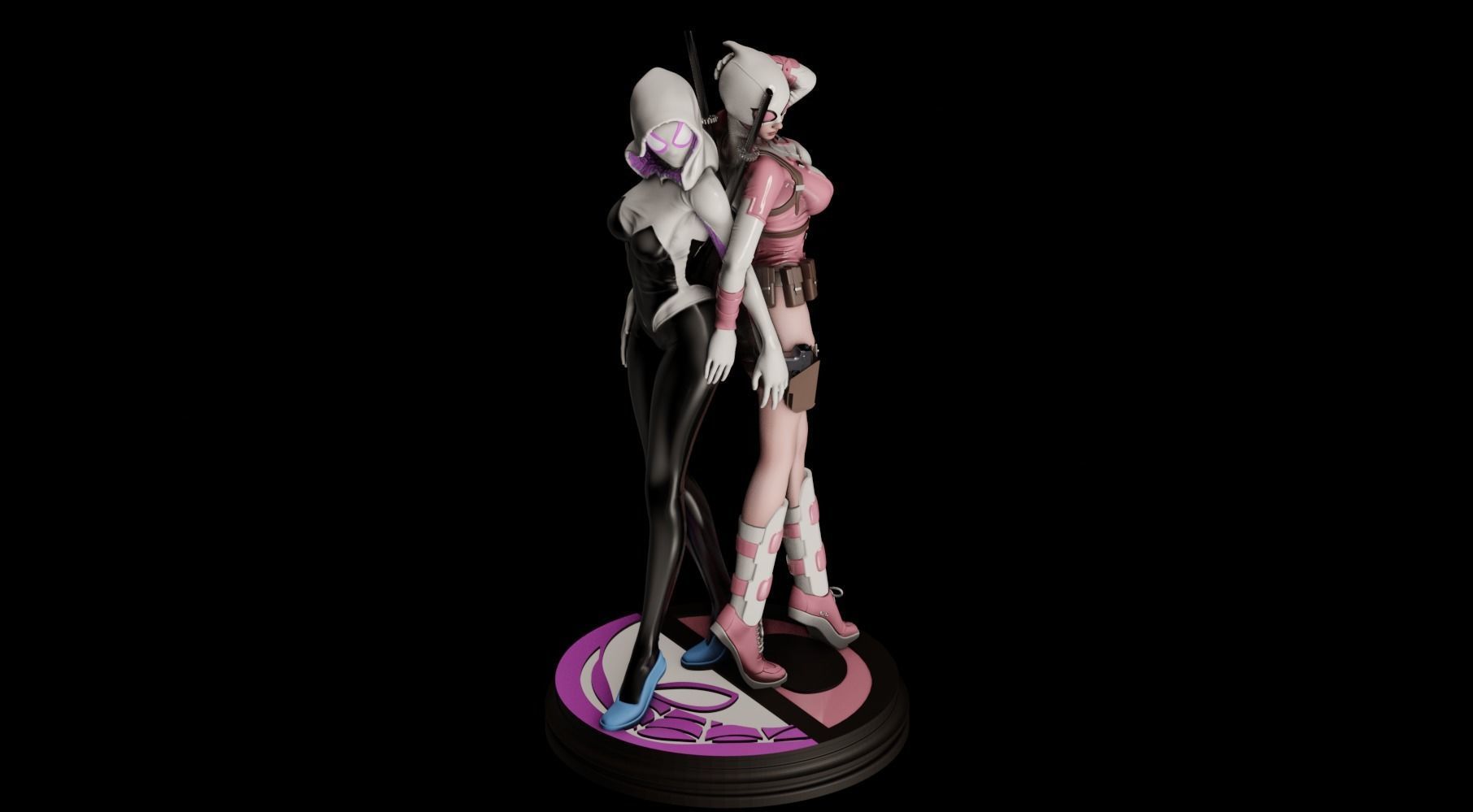SpiderGwen X GwenPool - 1TO10 STL FILE 3D PRINT MODEL 3D print model_3