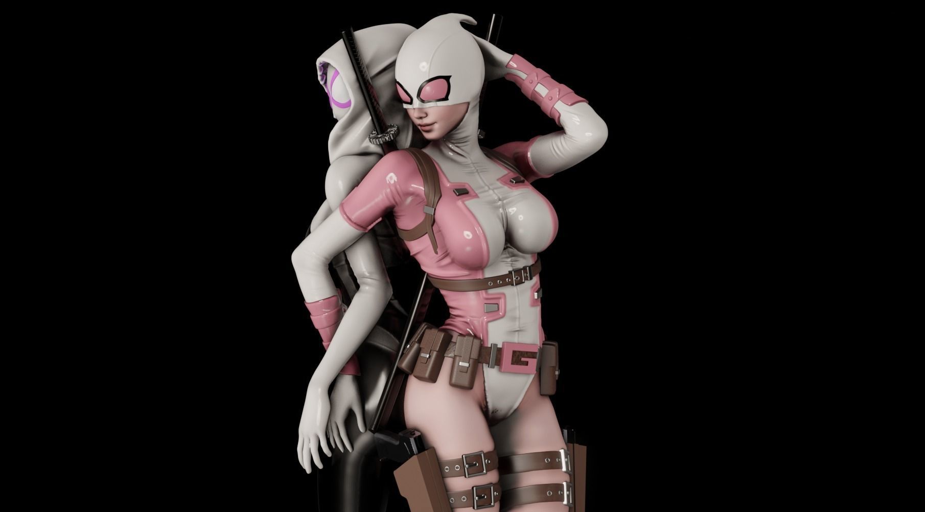 SpiderGwen X GwenPool - 1TO10 STL FILE 3D PRINT MODEL 3D print model_7