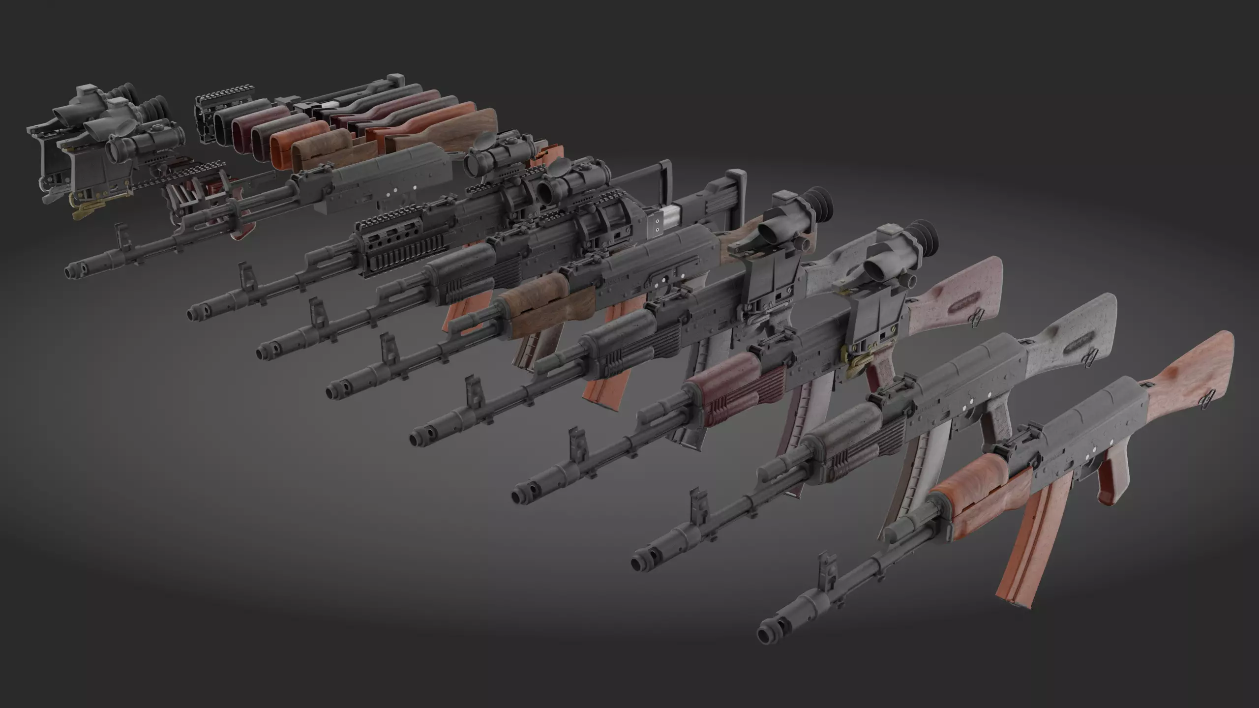 AK-74 Pack - game asset Low-poly 3D model_0