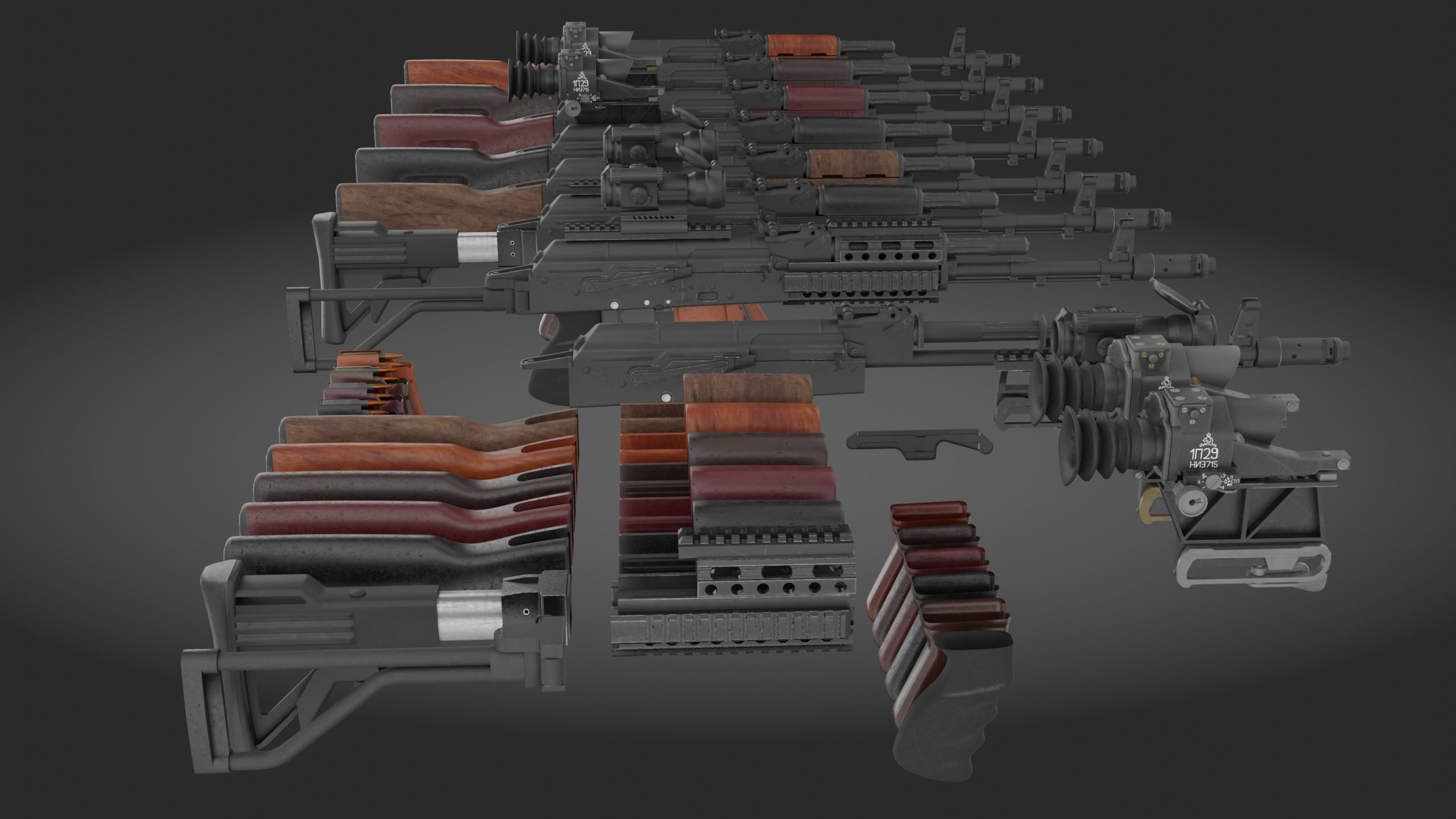 AK-74 Pack - game asset Low-poly 3D model_1