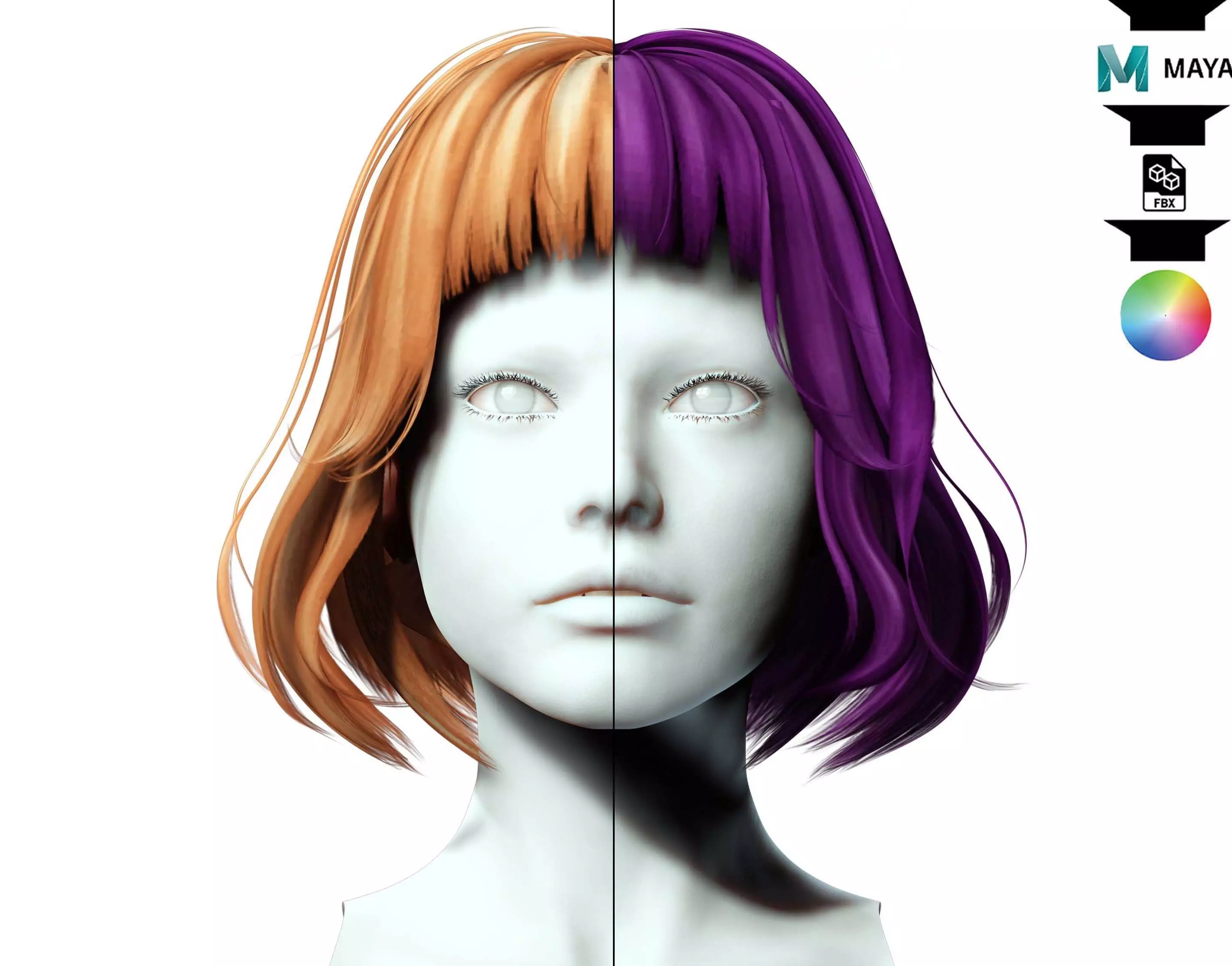 Short Hair -Blunt Bangs Style Low-poly 3D model