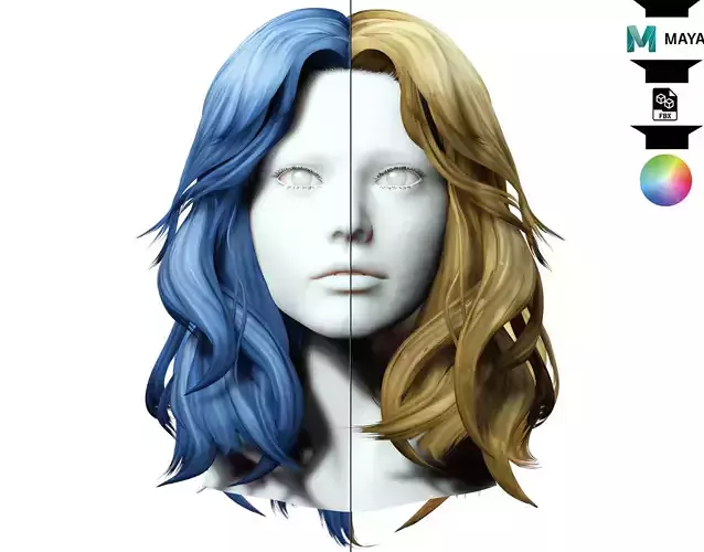 Short Wavy Asymmetrical Hair Low-poly 3D model