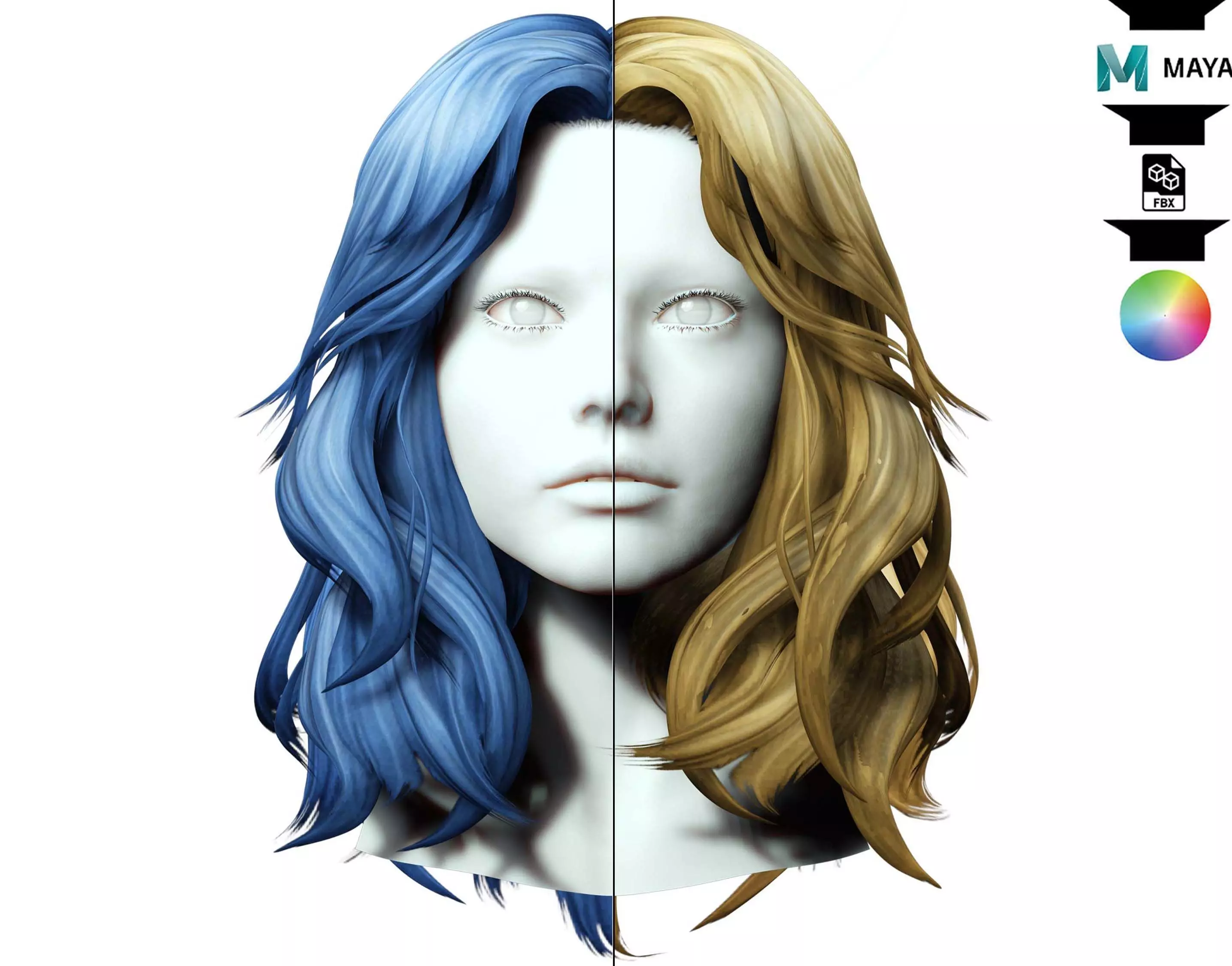 Short Wavy Asymmetrical Hair Low-poly 3D model
