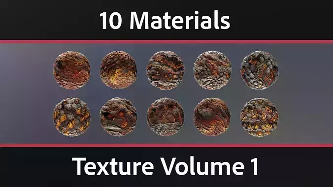 10 Materials Lava Seamless PBR Volume 1