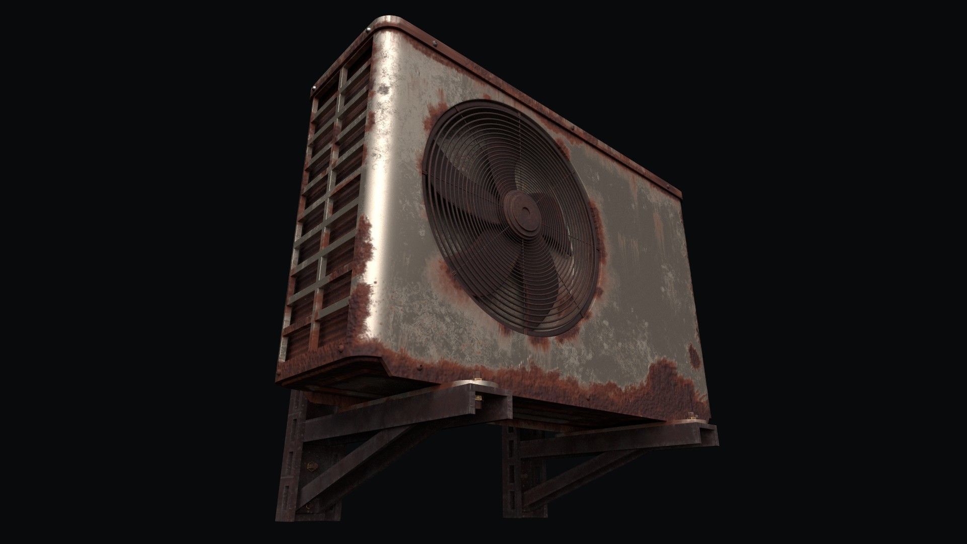 Ac Outer Unit Old and Rusty 3D model_1