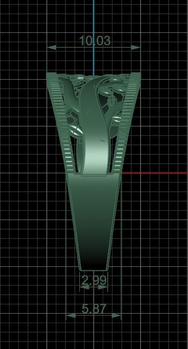 A golden ring based on a tree 3D print model_5