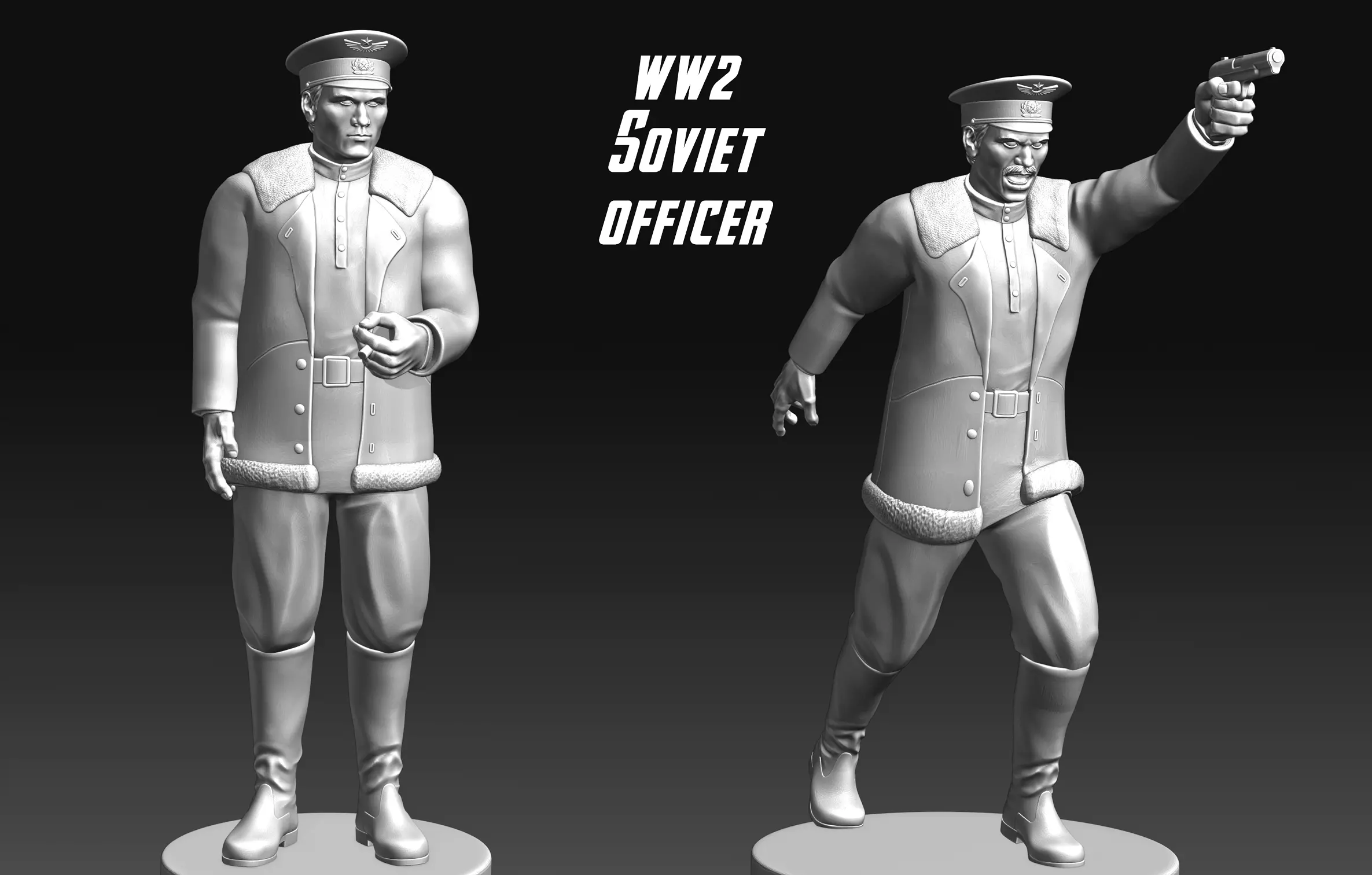 WW2 USSR Officers 3D print model_0