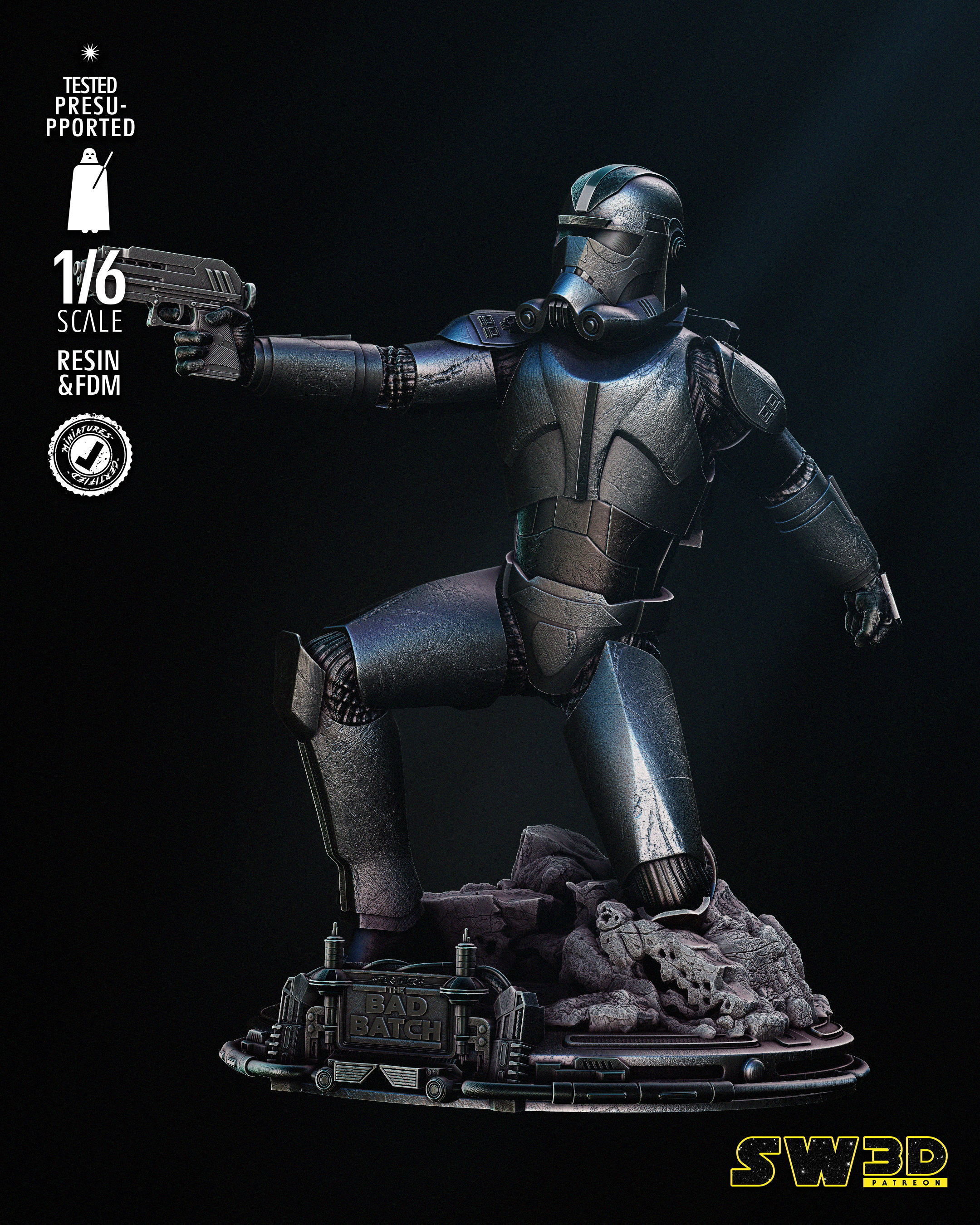 STAR WARS Hunter Sculpture Tested for 3D Printing 3D print model_12