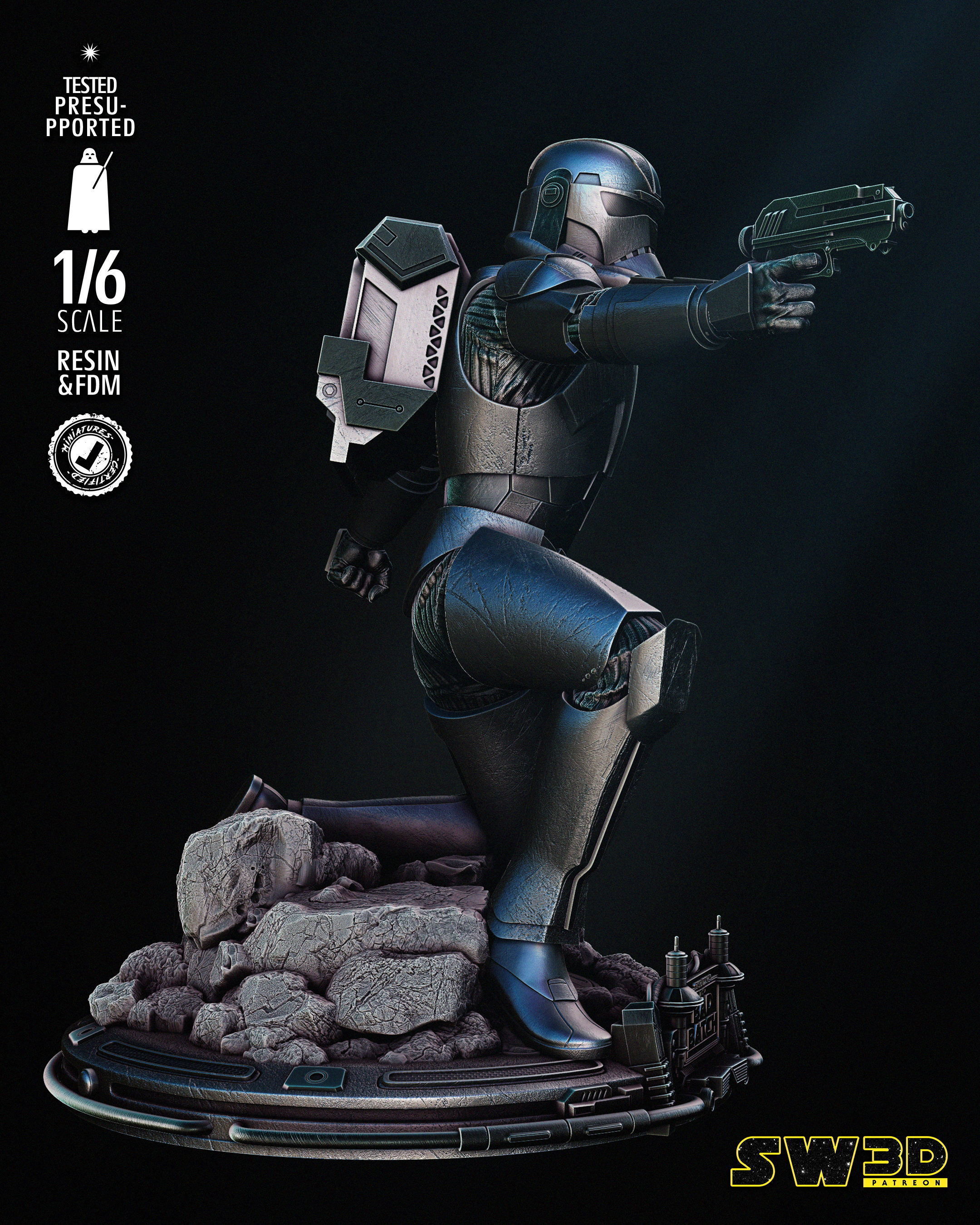STAR WARS Hunter Sculpture Tested for 3D Printing 3D print model_21