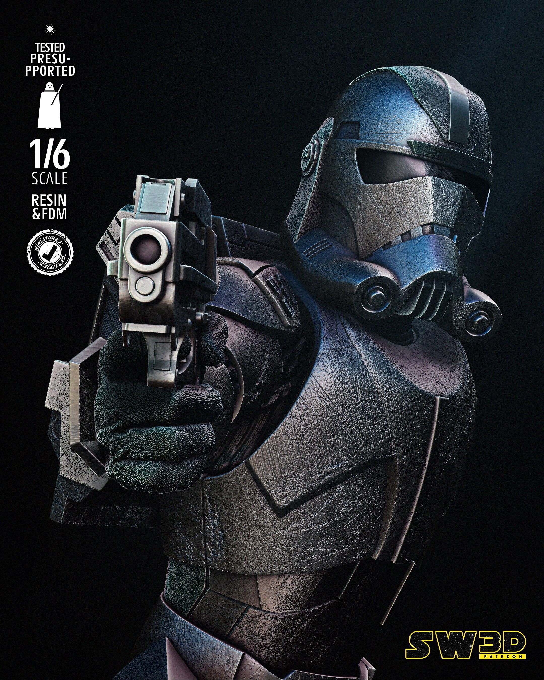 STAR WARS Hunter Sculpture Tested for 3D Printing 3D print model_30