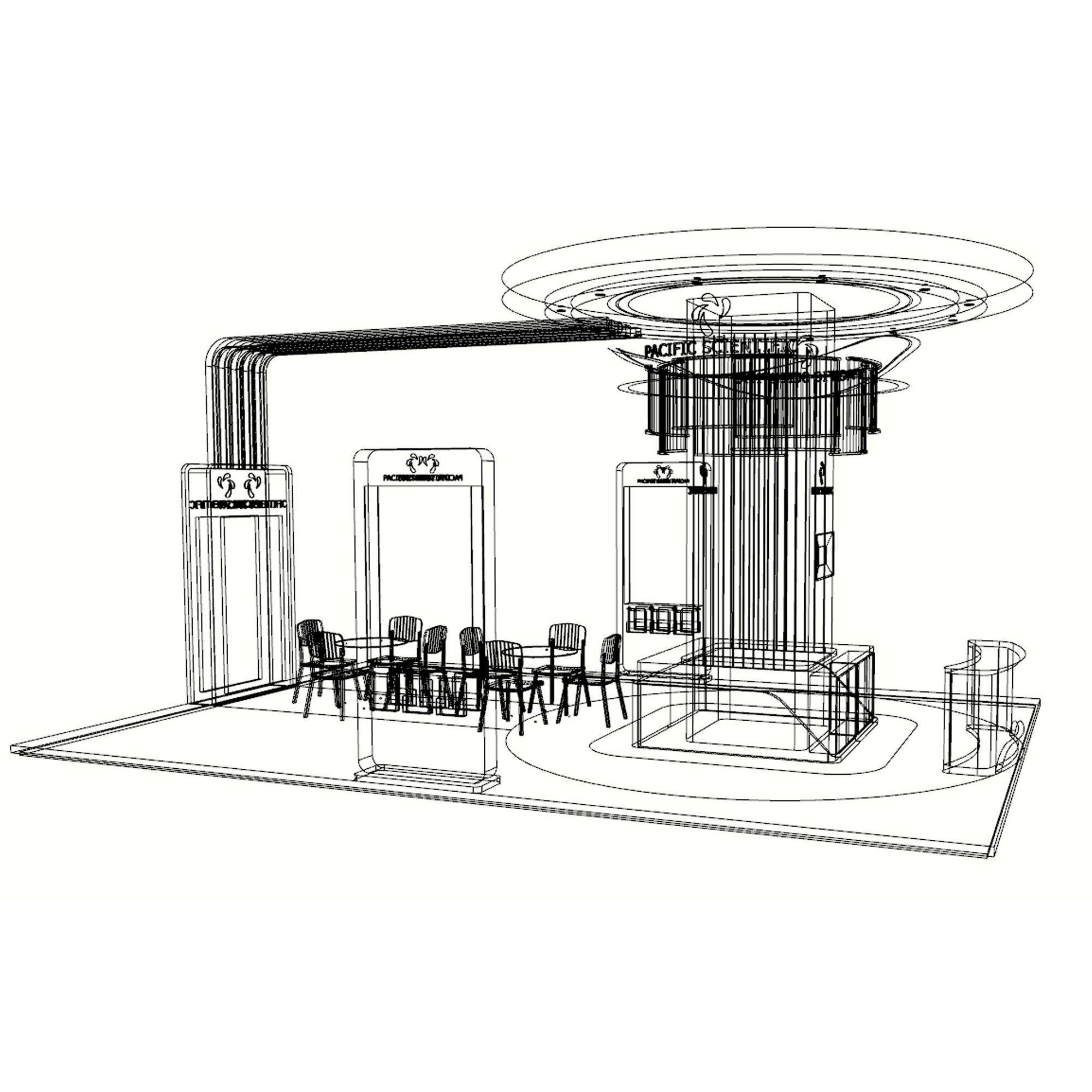 Booth Exhibition 9x6 m is 4 side open 3D model_6