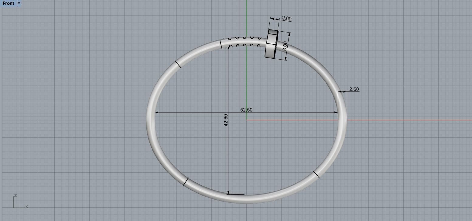 Juste un clou Bracelet 15 Size Small Version N186 3D print model_6