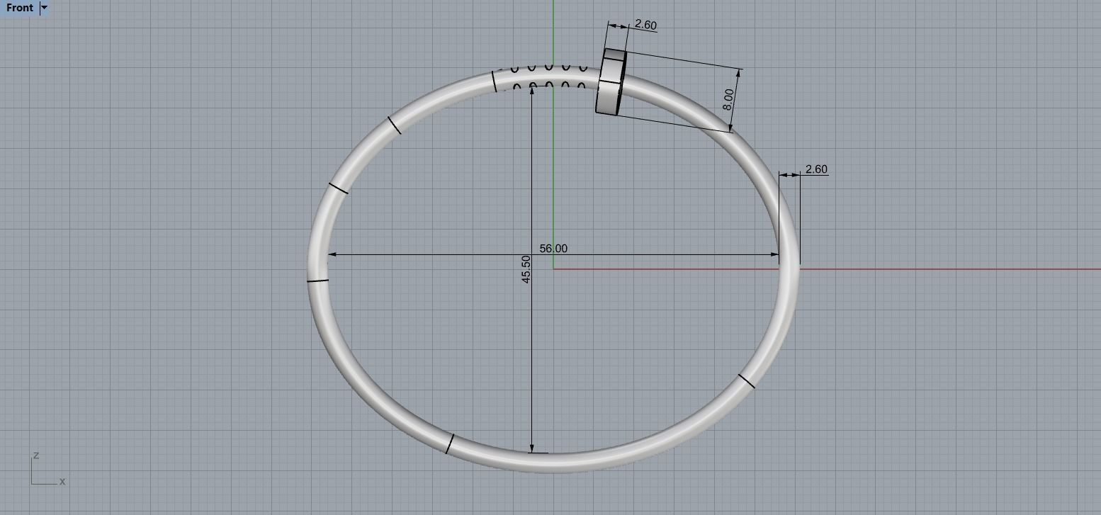 Juste un clou Bracelet 17 Size Small Version N188 3D print model_6