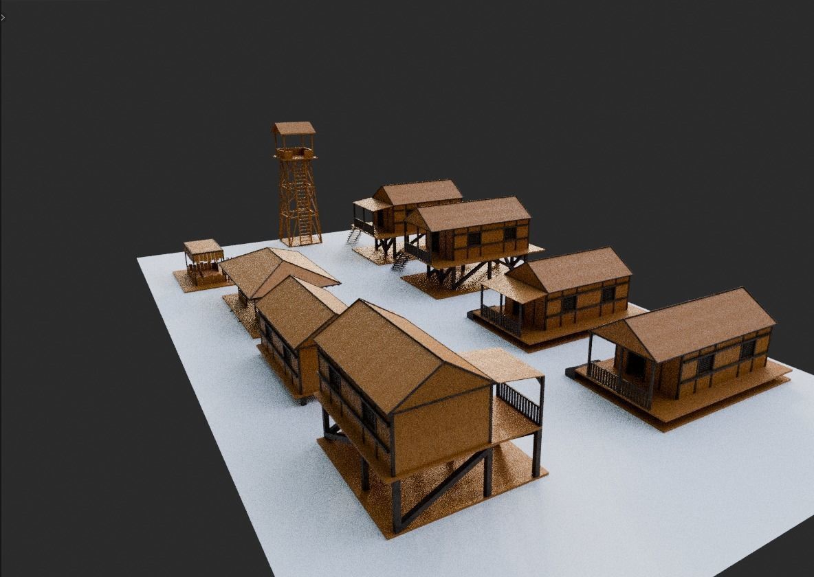 Modular village kit 3D model_1