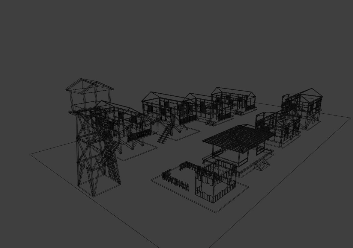 Modular village kit 3D model_2