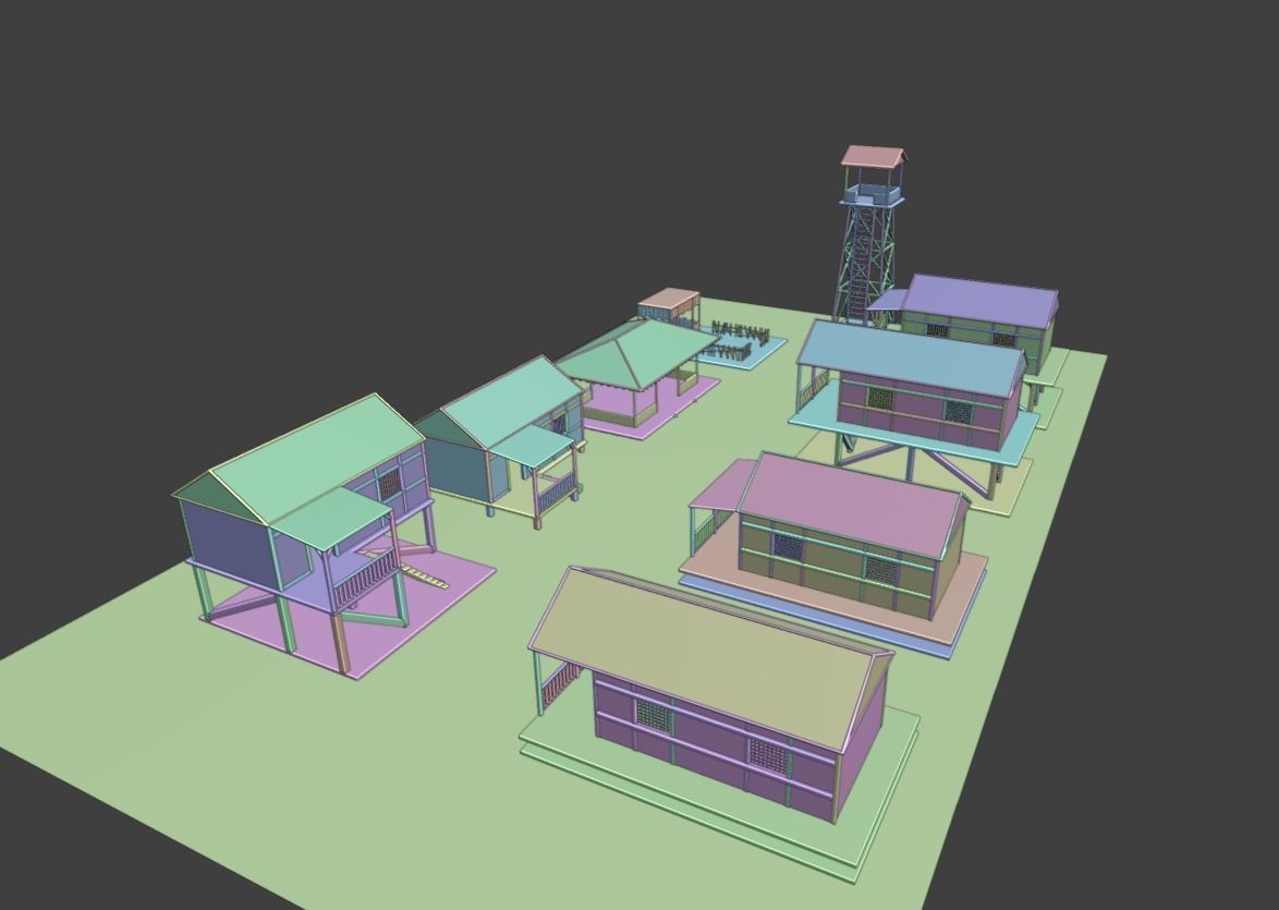 Modular village kit 3D model_3