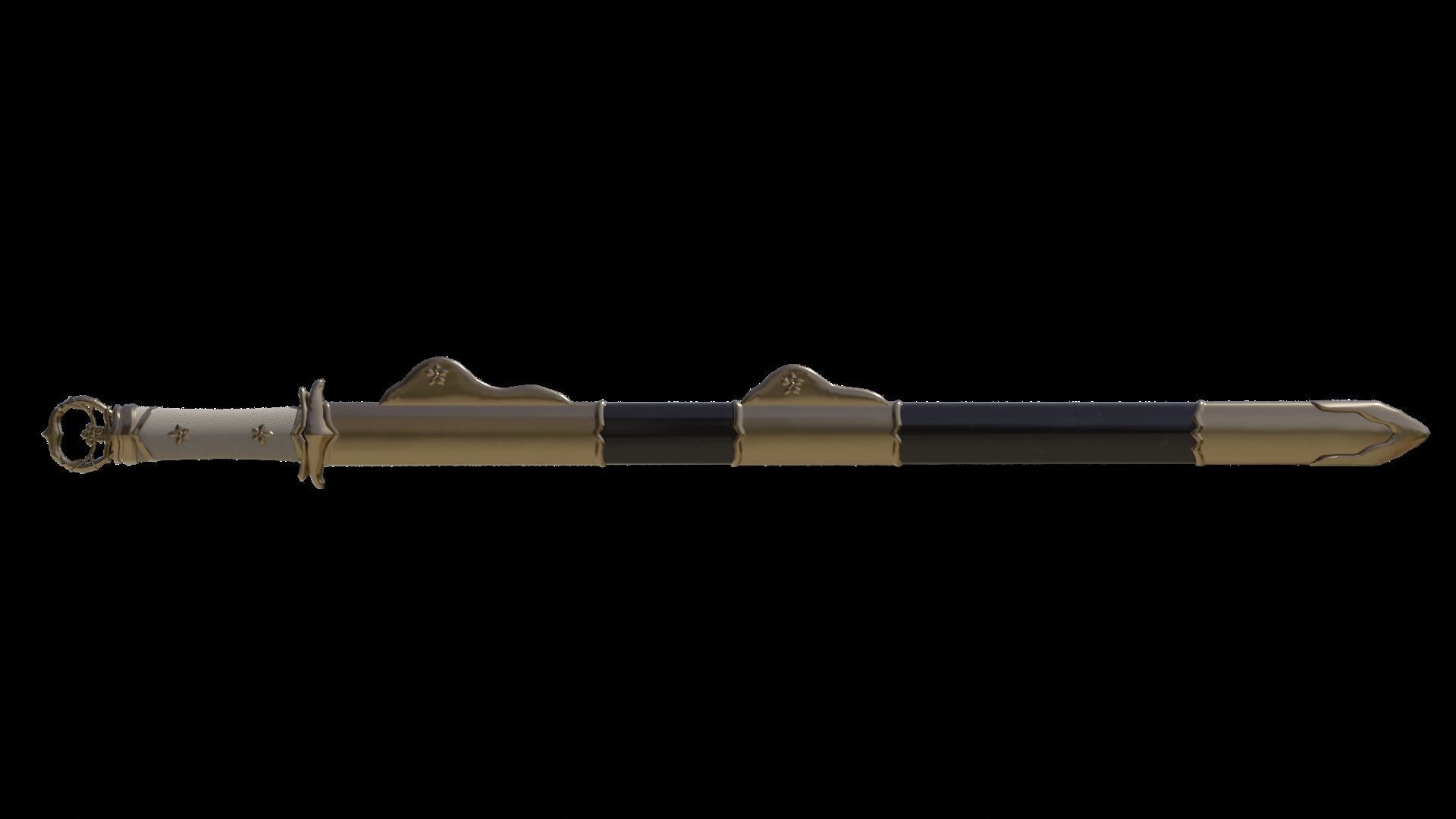 Tang Dao Chinese Sword Low-poly 3D model_1