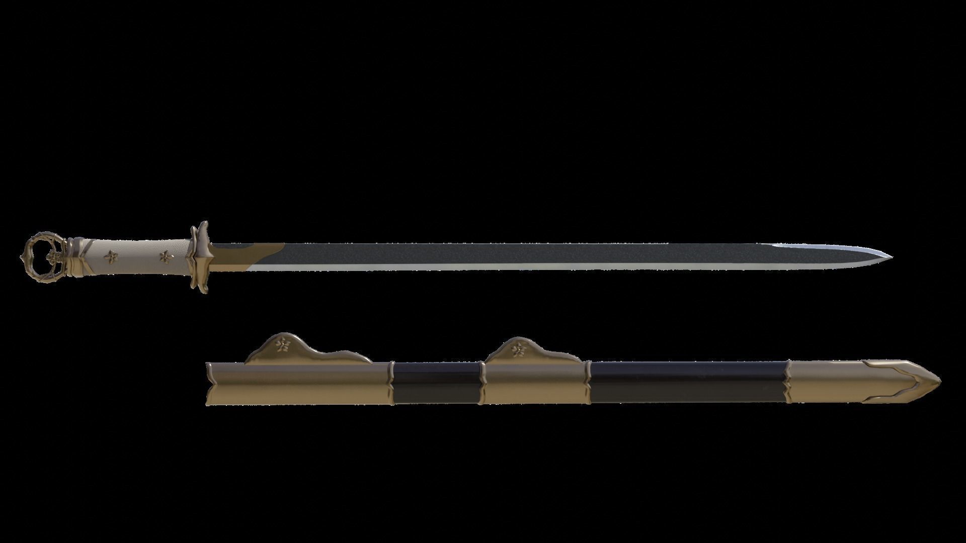 Tang Dao Chinese Sword Low-poly 3D model_2