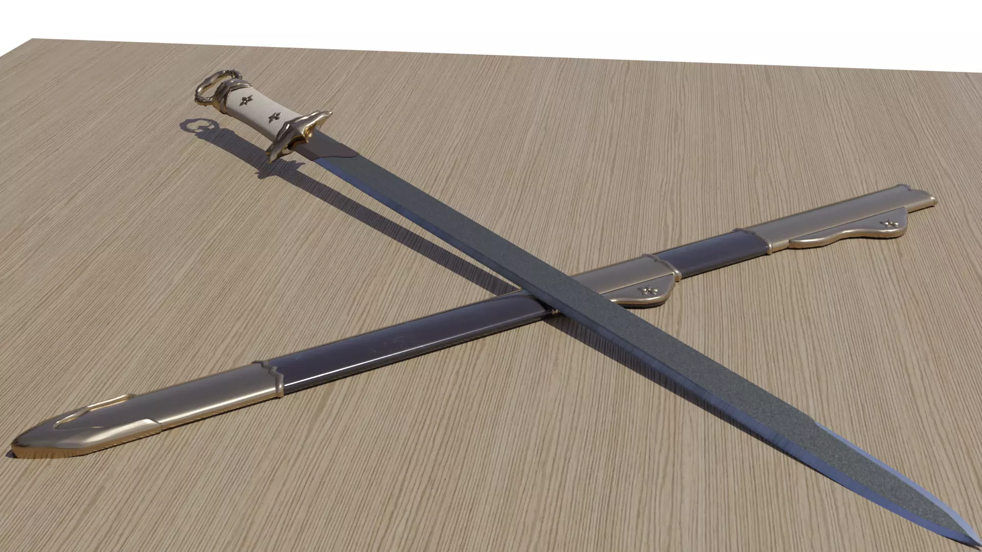 Tang Dao Chinese Sword Low-poly 3D model_0